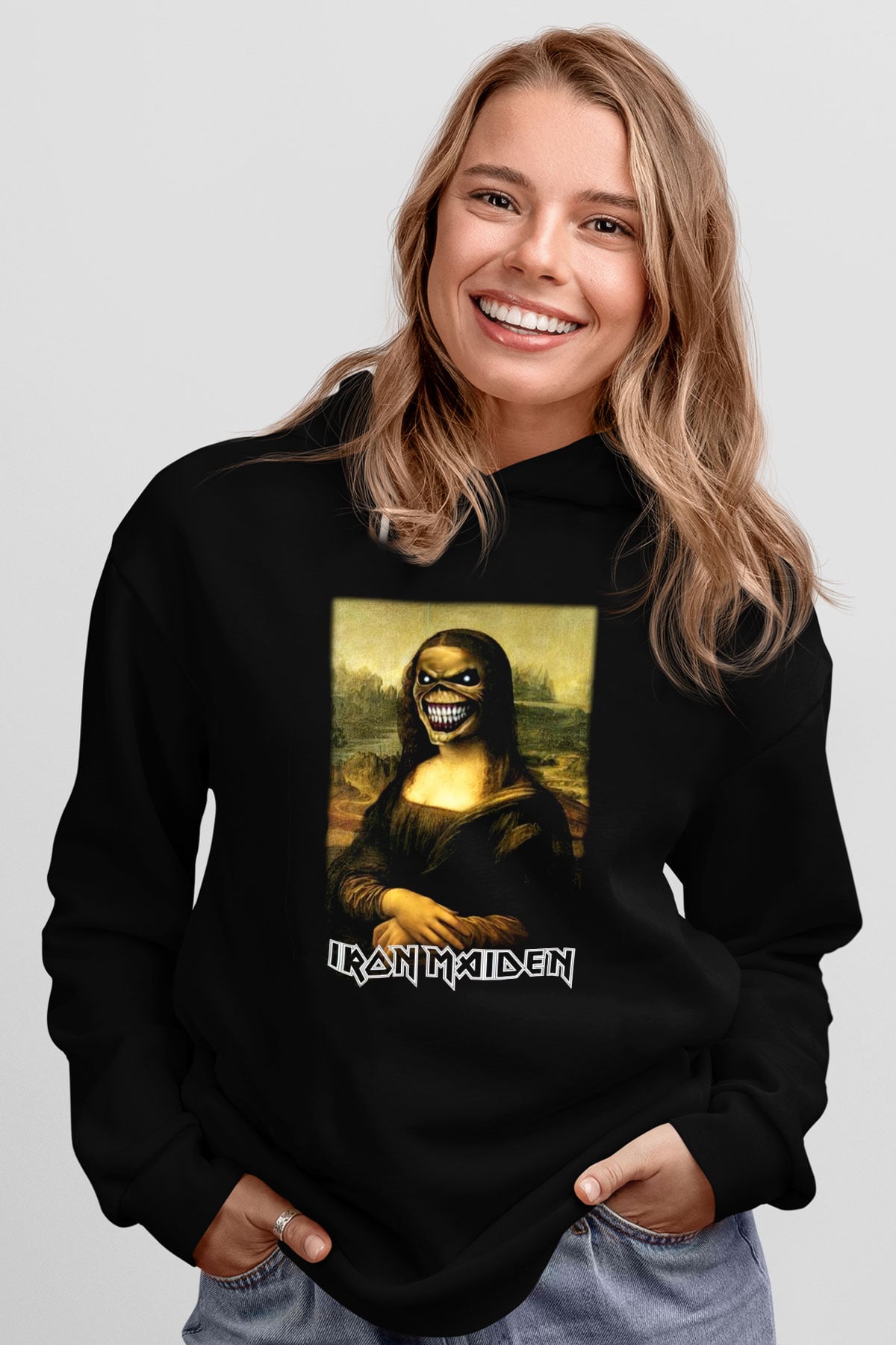 Iron Maiden Mona Lisa Eddie Siyah Unisex Hoodie