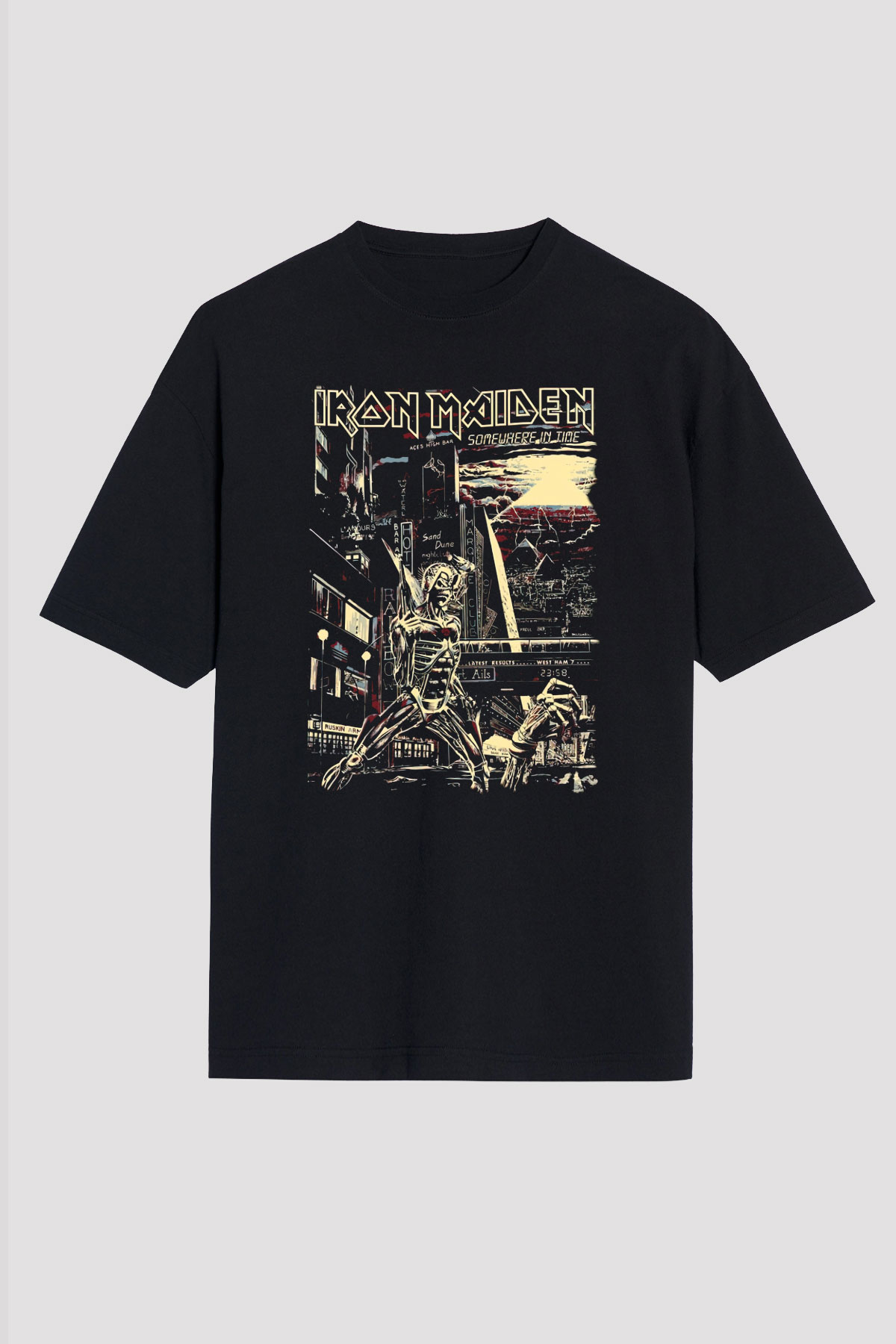 Iron Maiden Siyah Unisex Oversize Tişört T-Shirt