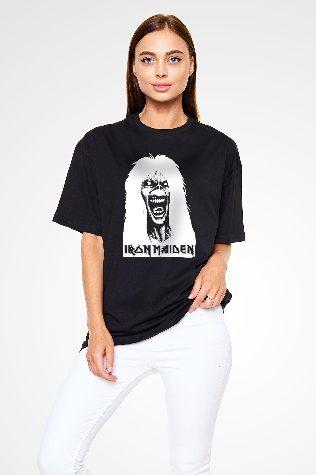 Iron Maiden Siyah Unisex Oversize Tişört T-Shirt