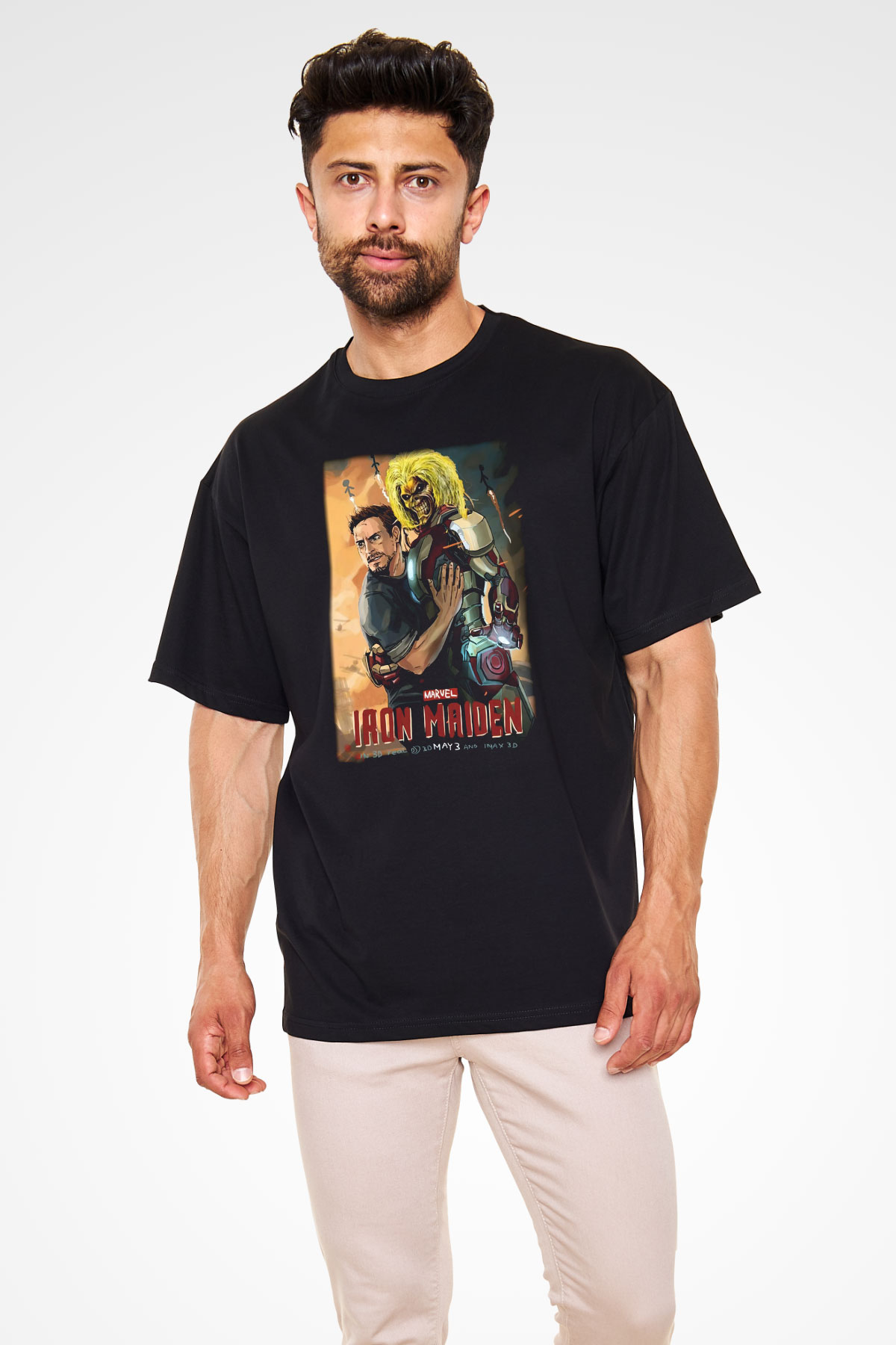 Iron Maiden Siyah Unisex Oversize Tişört T-Shirt