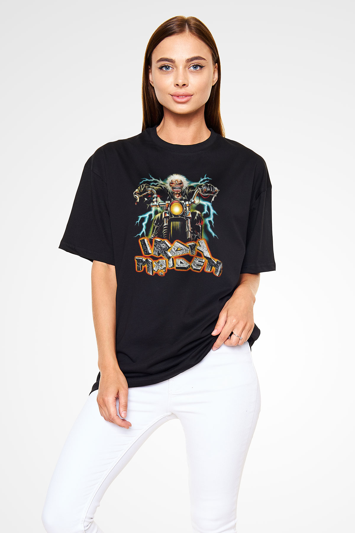 Iron Maiden Siyah Unisex Oversize Tişört T-Shirt