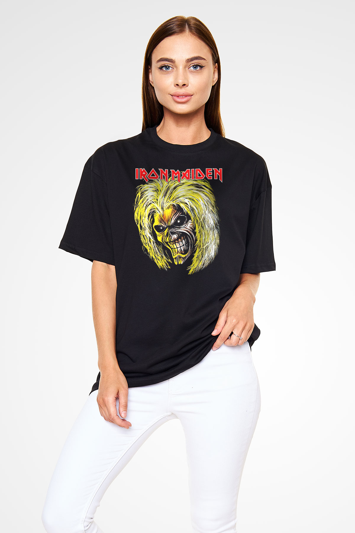 Iron Maiden Siyah Unisex Oversize Tişört T-Shirt