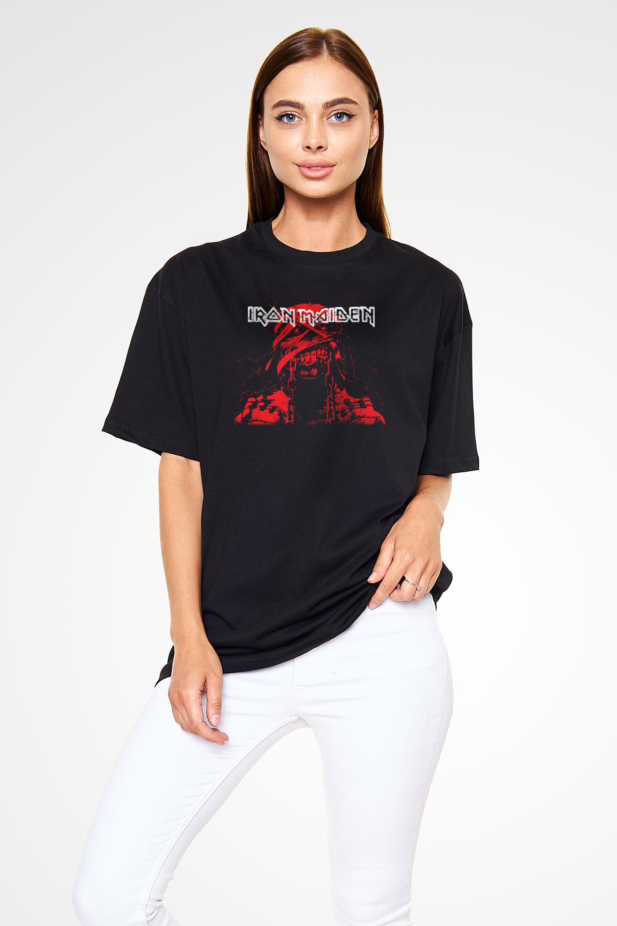 Iron Maiden Siyah Unisex Oversize Tişört T-Shirt