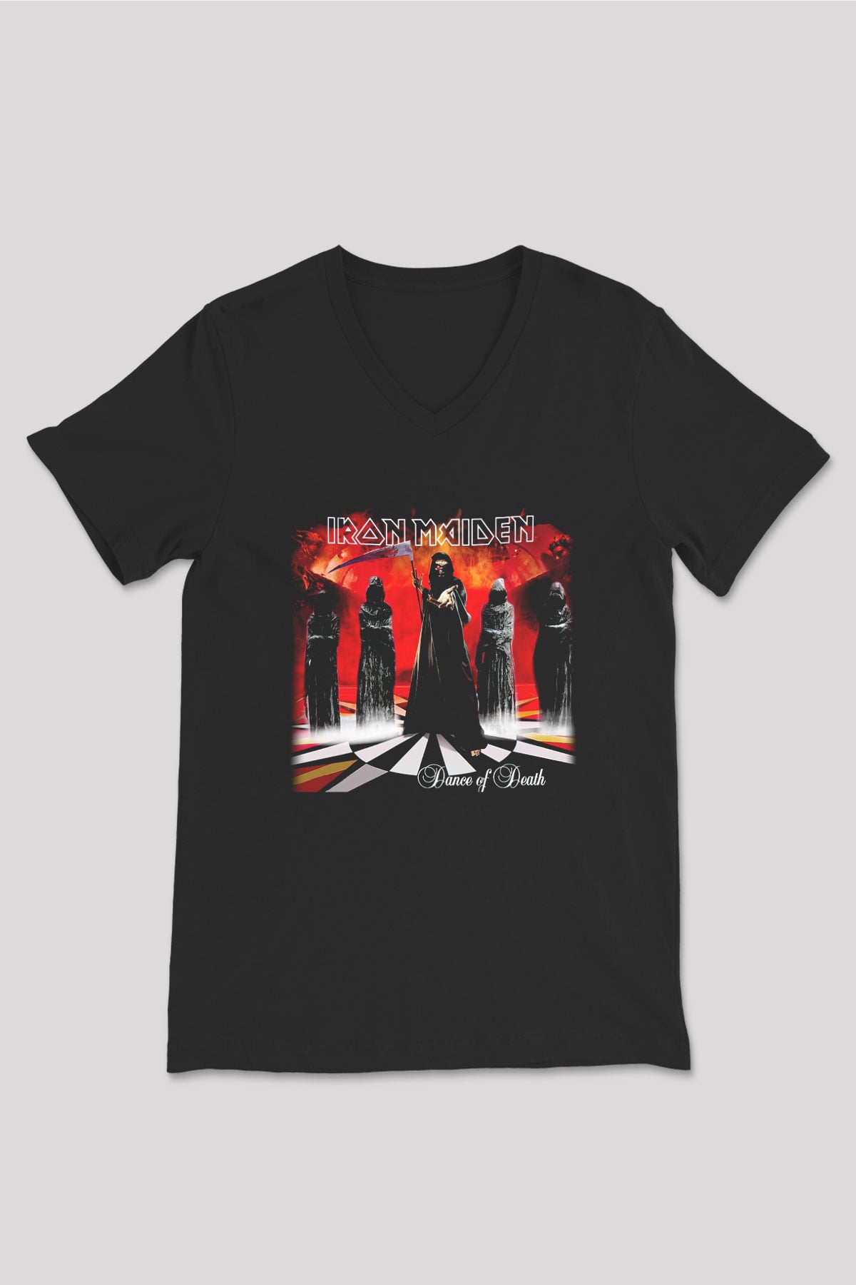 Iron Maiden Siyah Unisex V Yaka Tişört T-Shirt