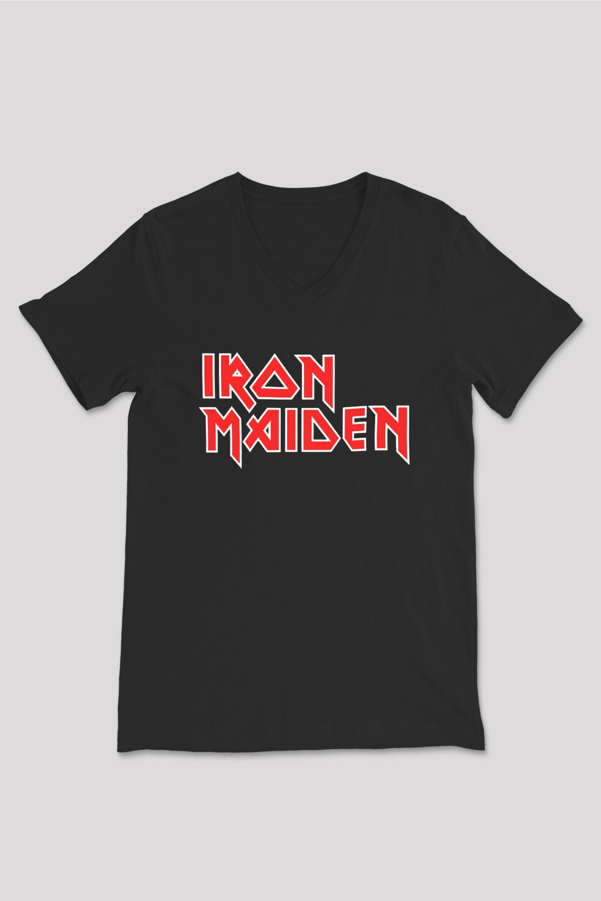 Iron Maiden Siyah Unisex V Yaka Tişört T-Shirt