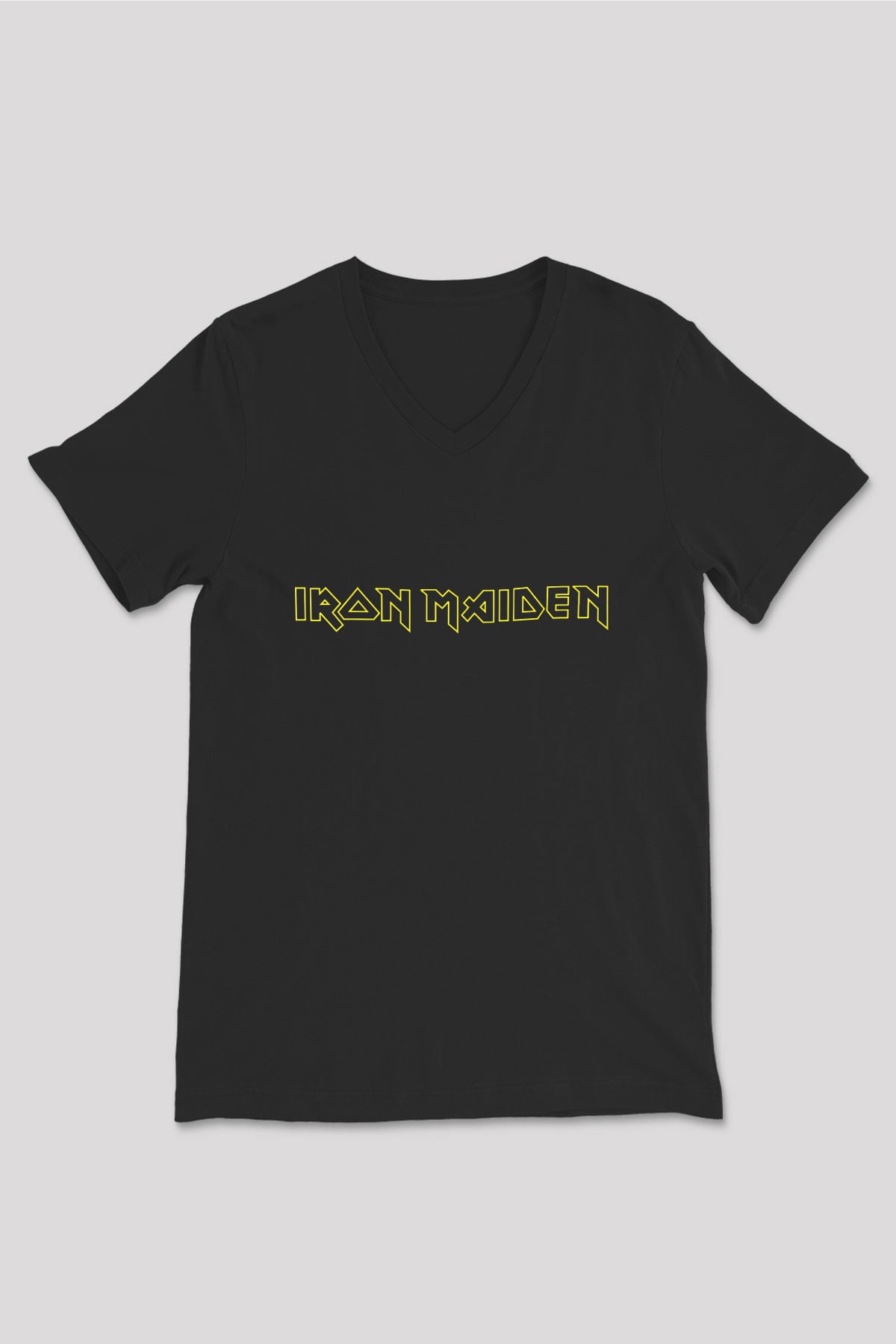 Iron Maiden Siyah Unisex V Yaka Tişört T-Shirt