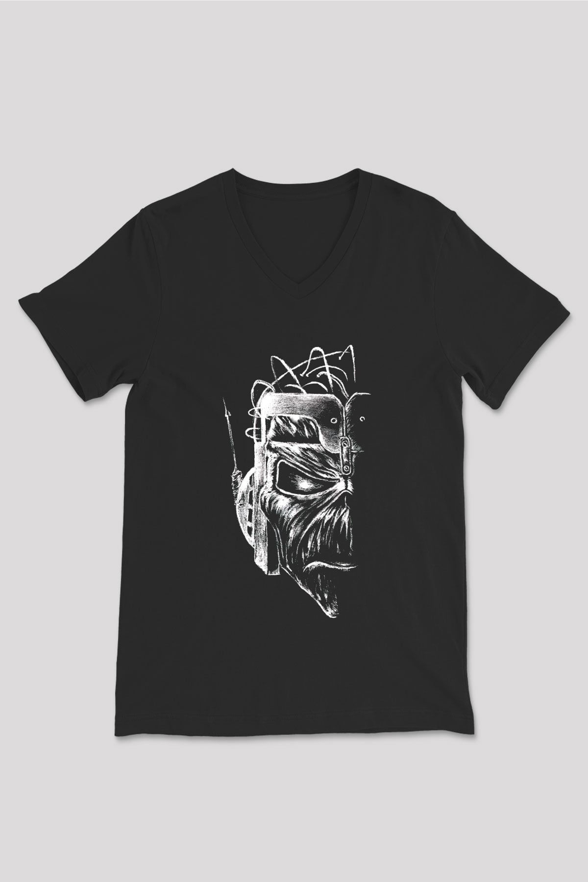 Iron Maiden Siyah Unisex V Yaka Tişört T-Shirt