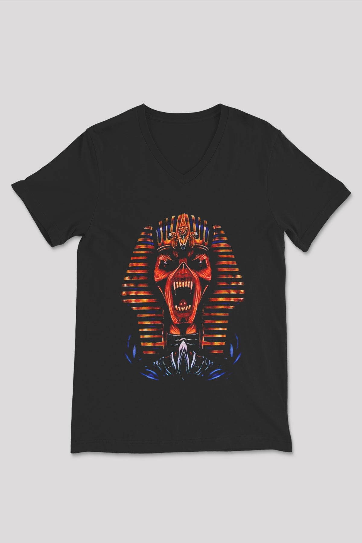 Iron Maiden Siyah Unisex V Yaka Tişört T-Shirt