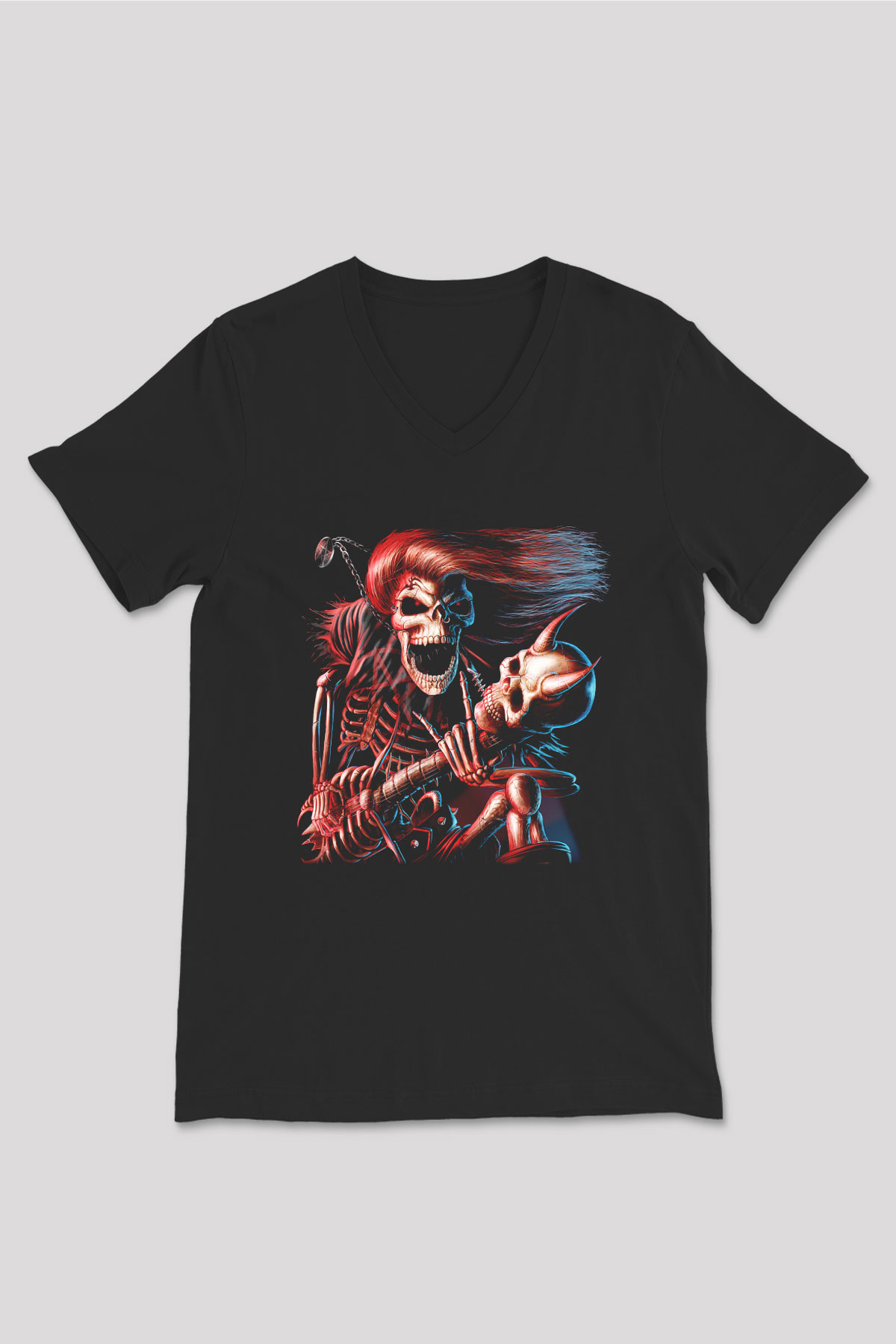 Iron Maiden Siyah Unisex V Yaka Tişört T-Shirt