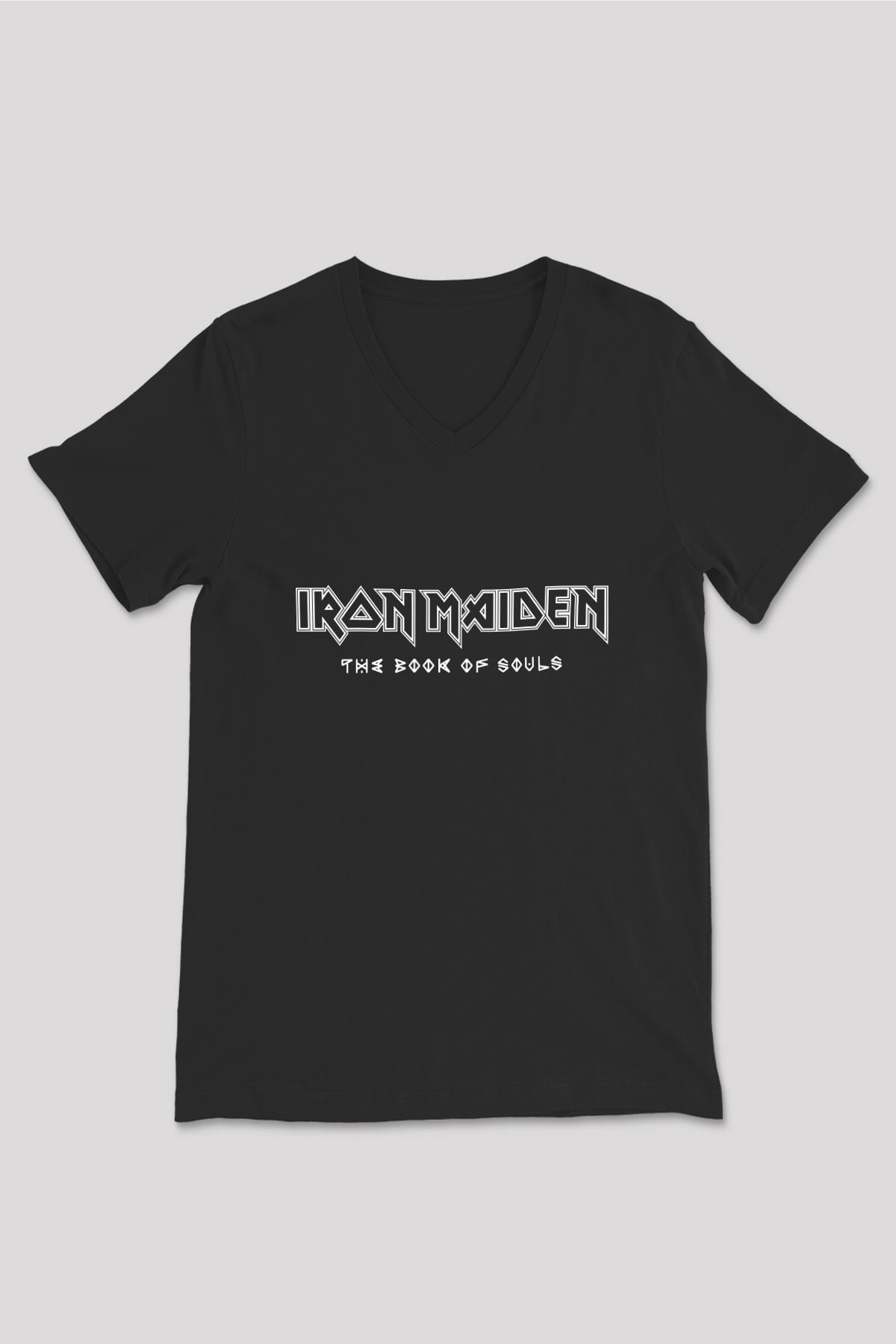 Iron Maiden Siyah Unisex V Yaka Tişört T-Shirt