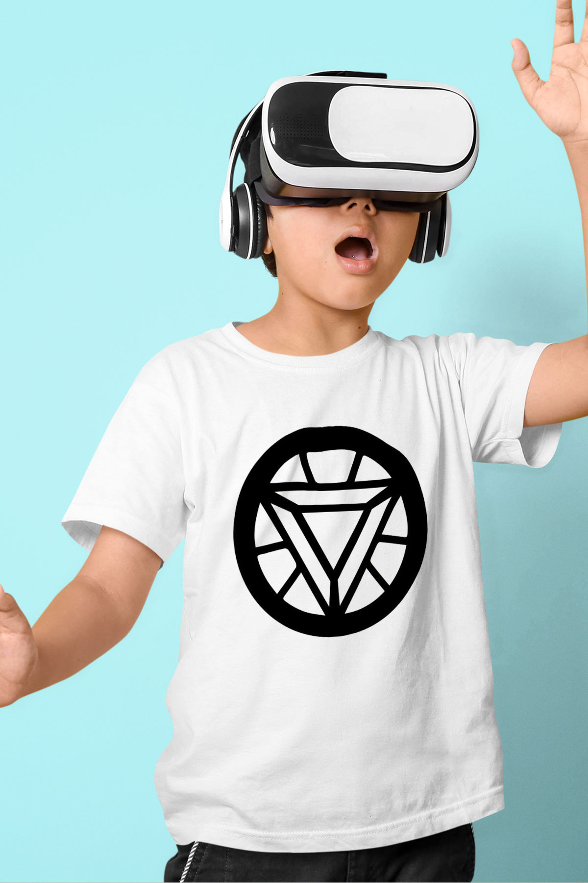 Iron Man Baskılı Beyaz Unisex Çocuk Tişört