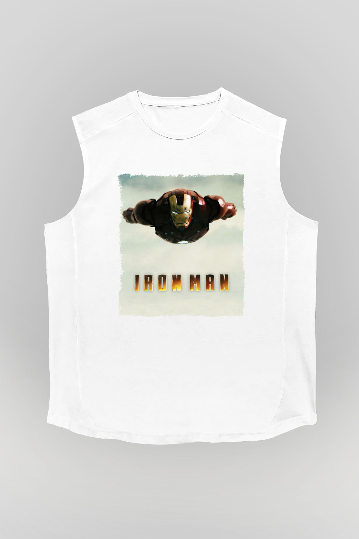 Iron Man Beyaz Unisex Kolsuz Tişört