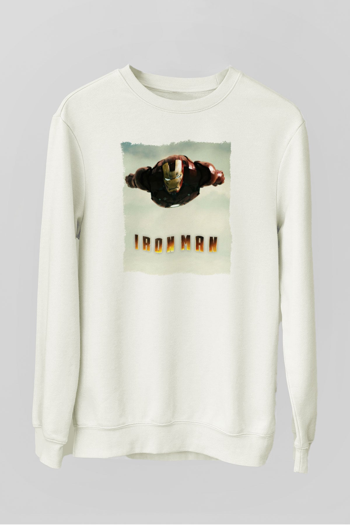 Iron Man Beyaz Unisex Sweatshirt