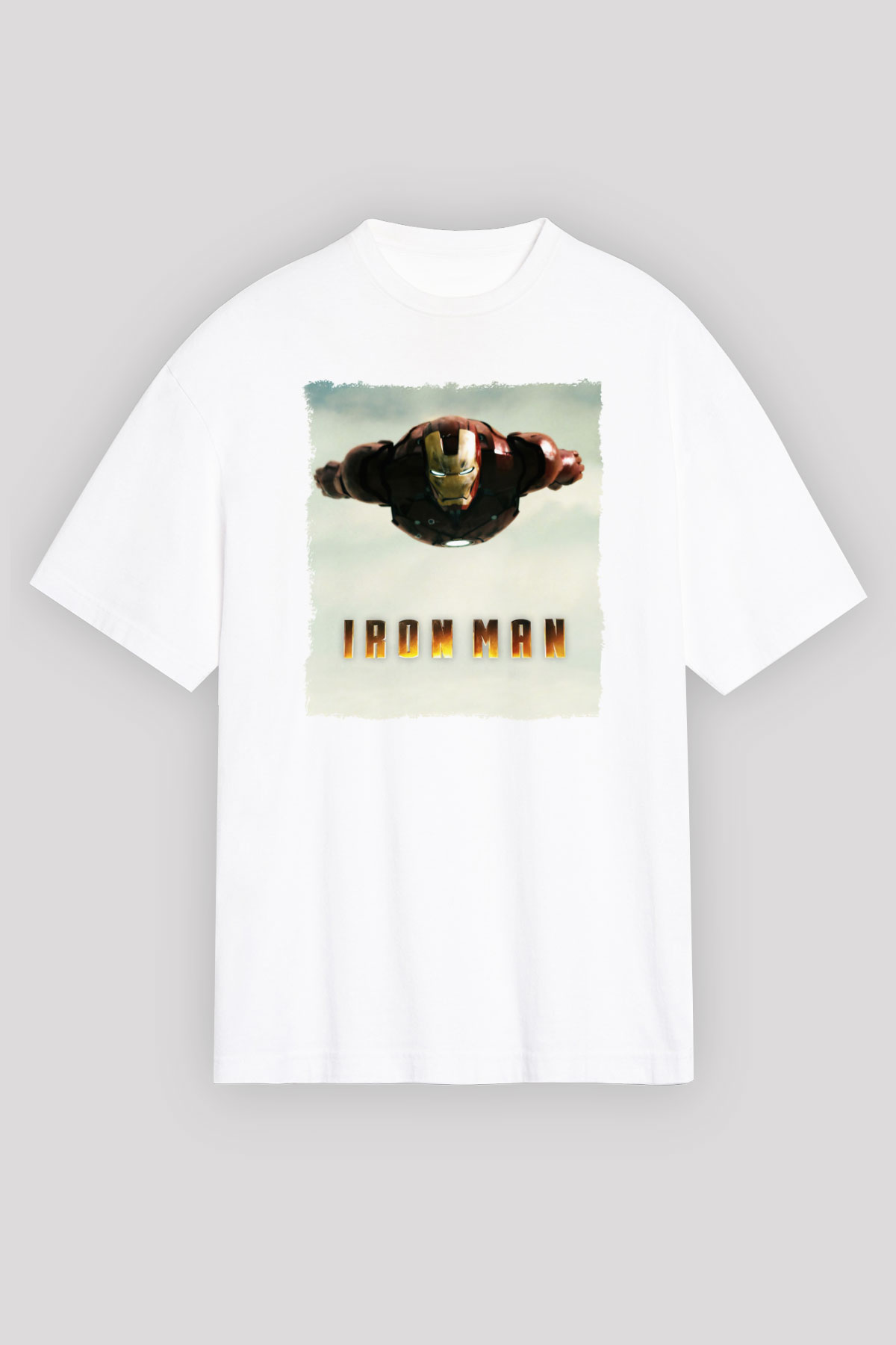 Iron Man Beyaz Oversize Tişört Oversize T-shirt