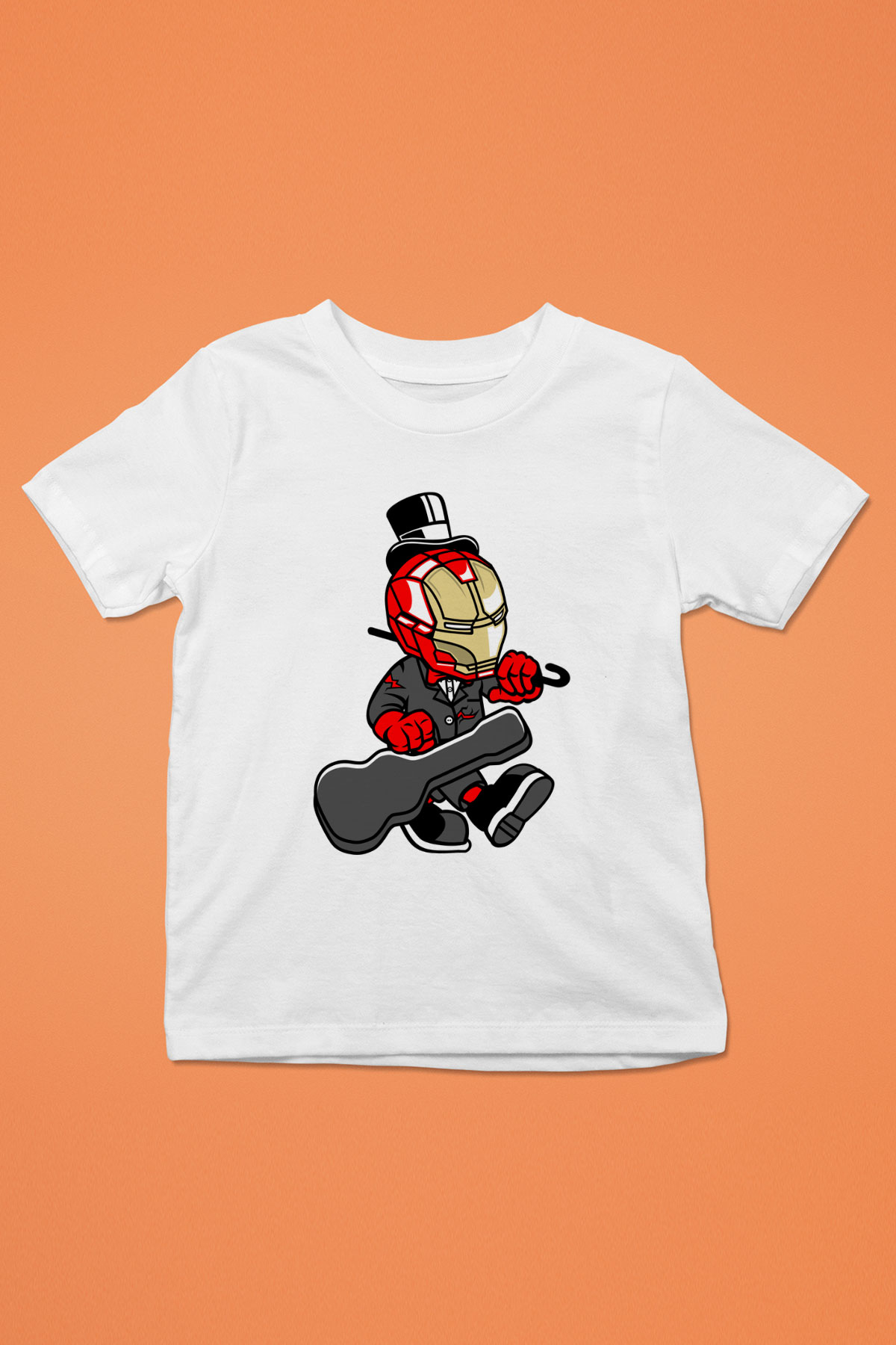 Iron Man Gentleman Baskılı Unisex Beyaz Çocuk Tişört