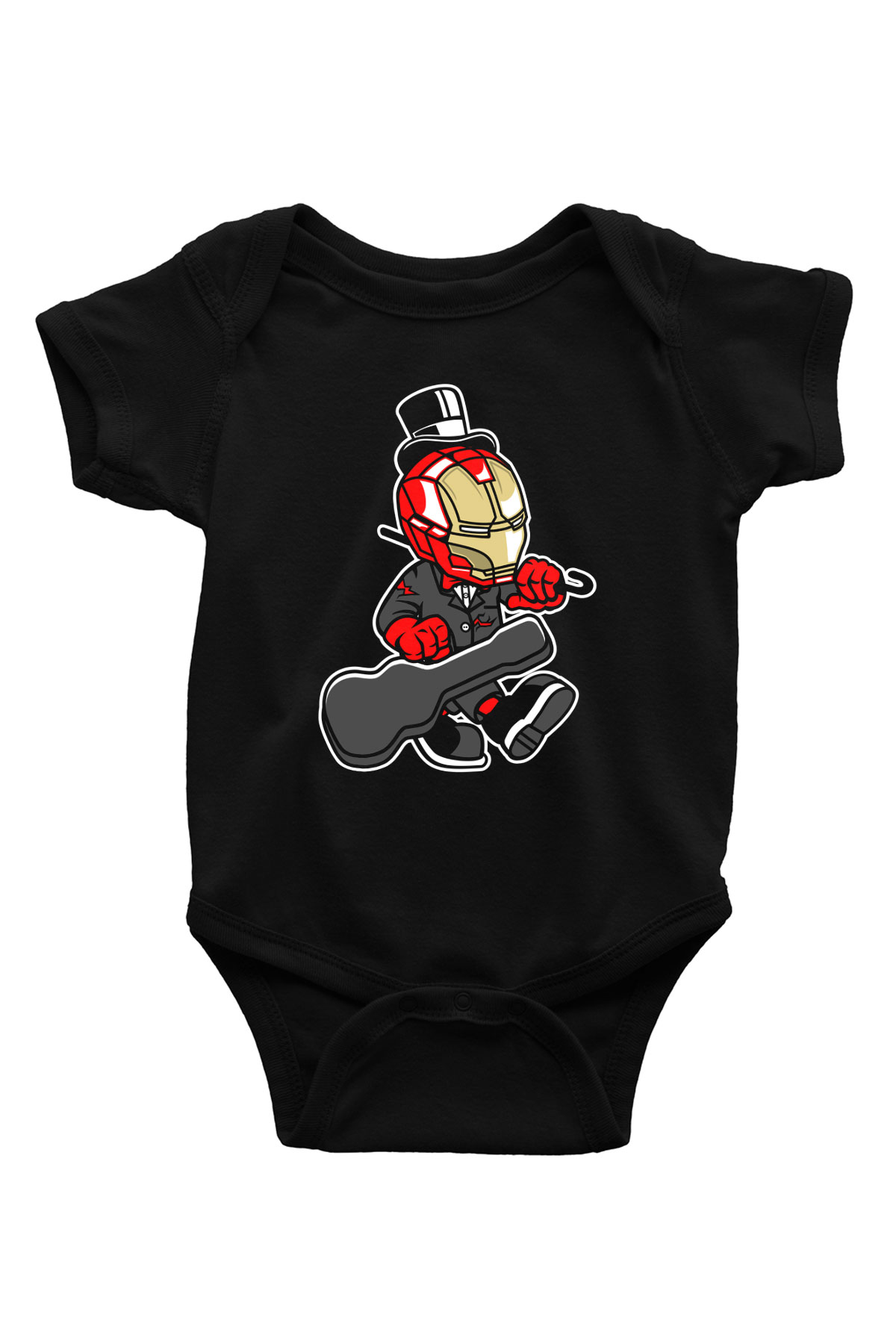 Iron Man Gentleman Baskılı Unisex Siyah Bebek Body - Zıbın