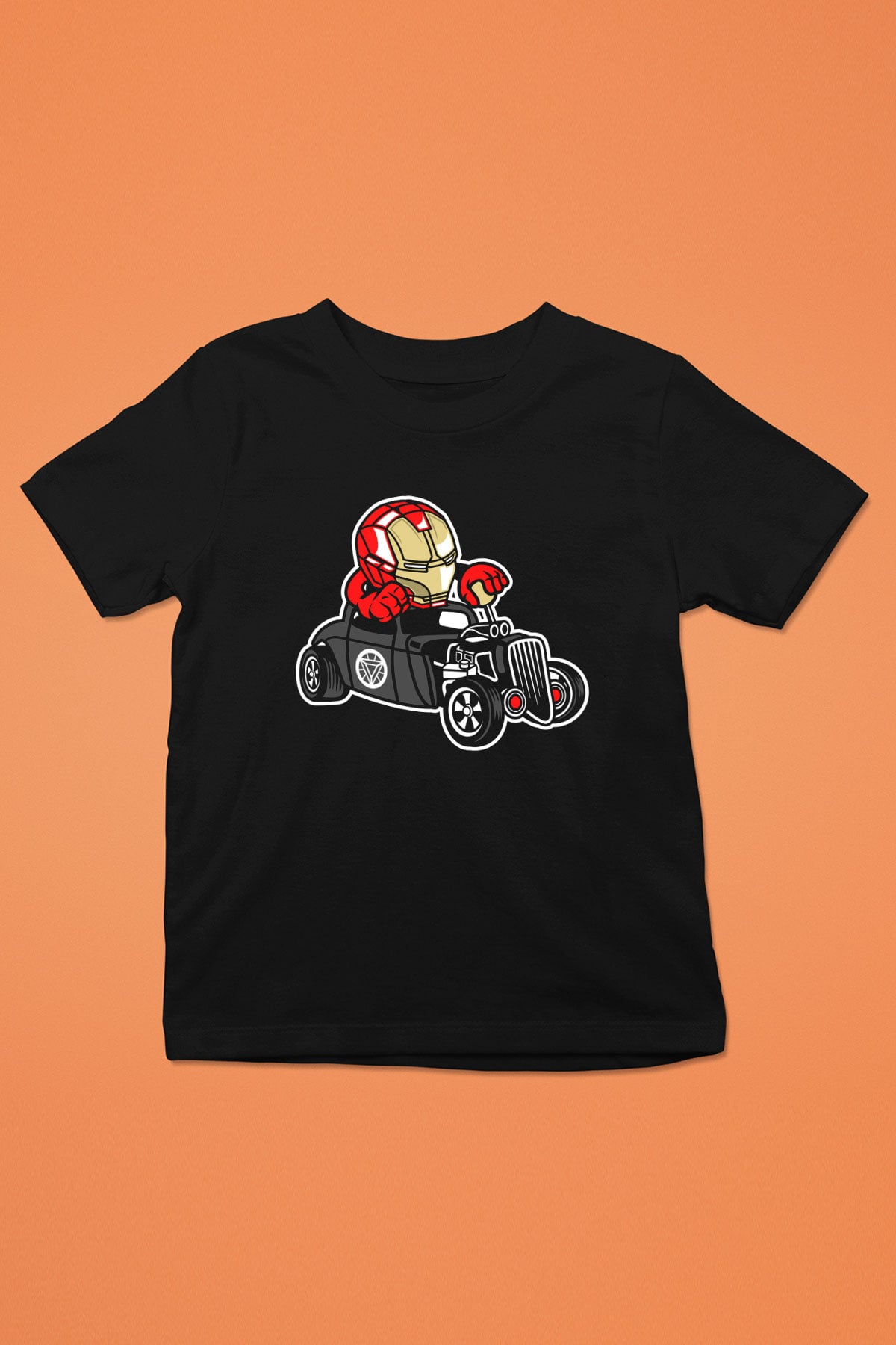 Iron Man Hotrod Baskılı Unisex Siyah Çocuk Tişört
