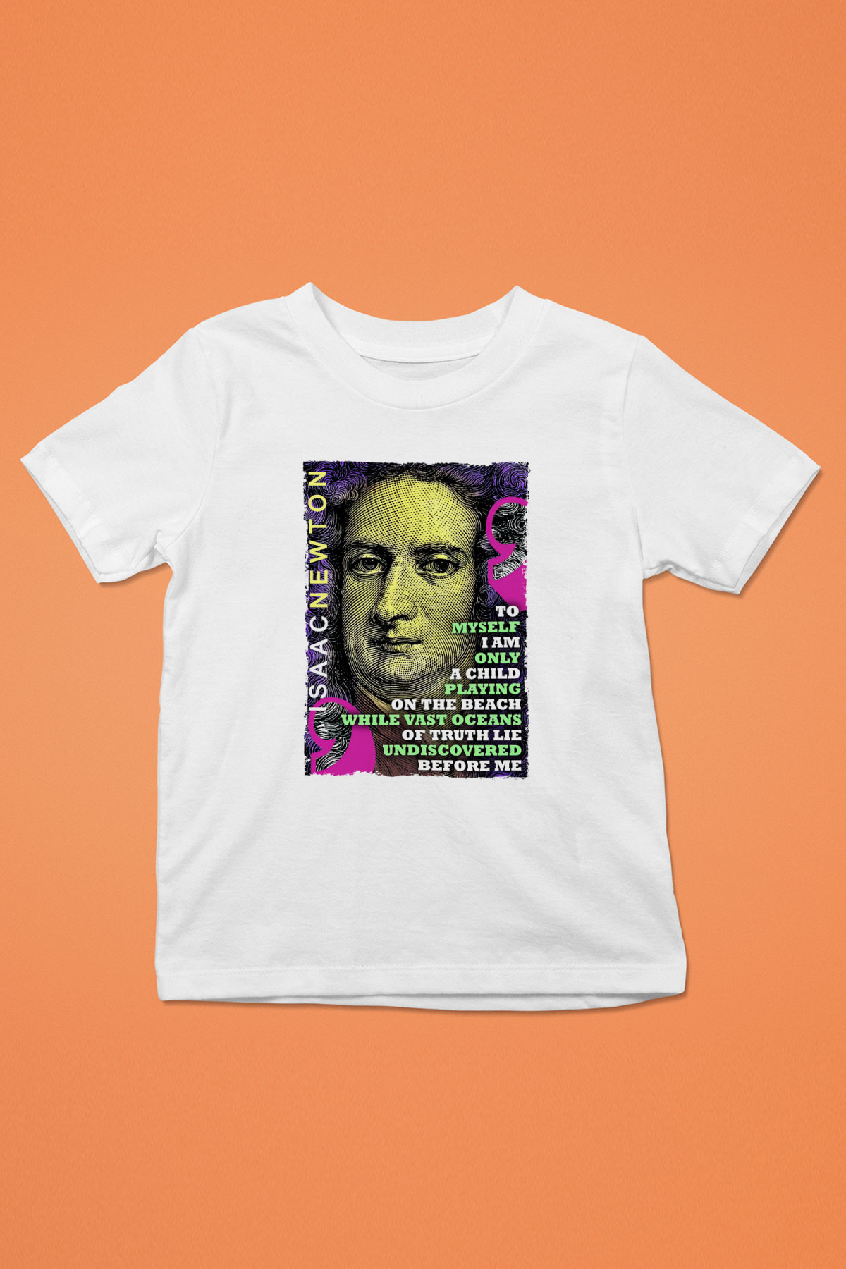 Isaac Newton Alıntı Baskılı Unisex Beyaz Çocuk Tişörtü - Tshirt