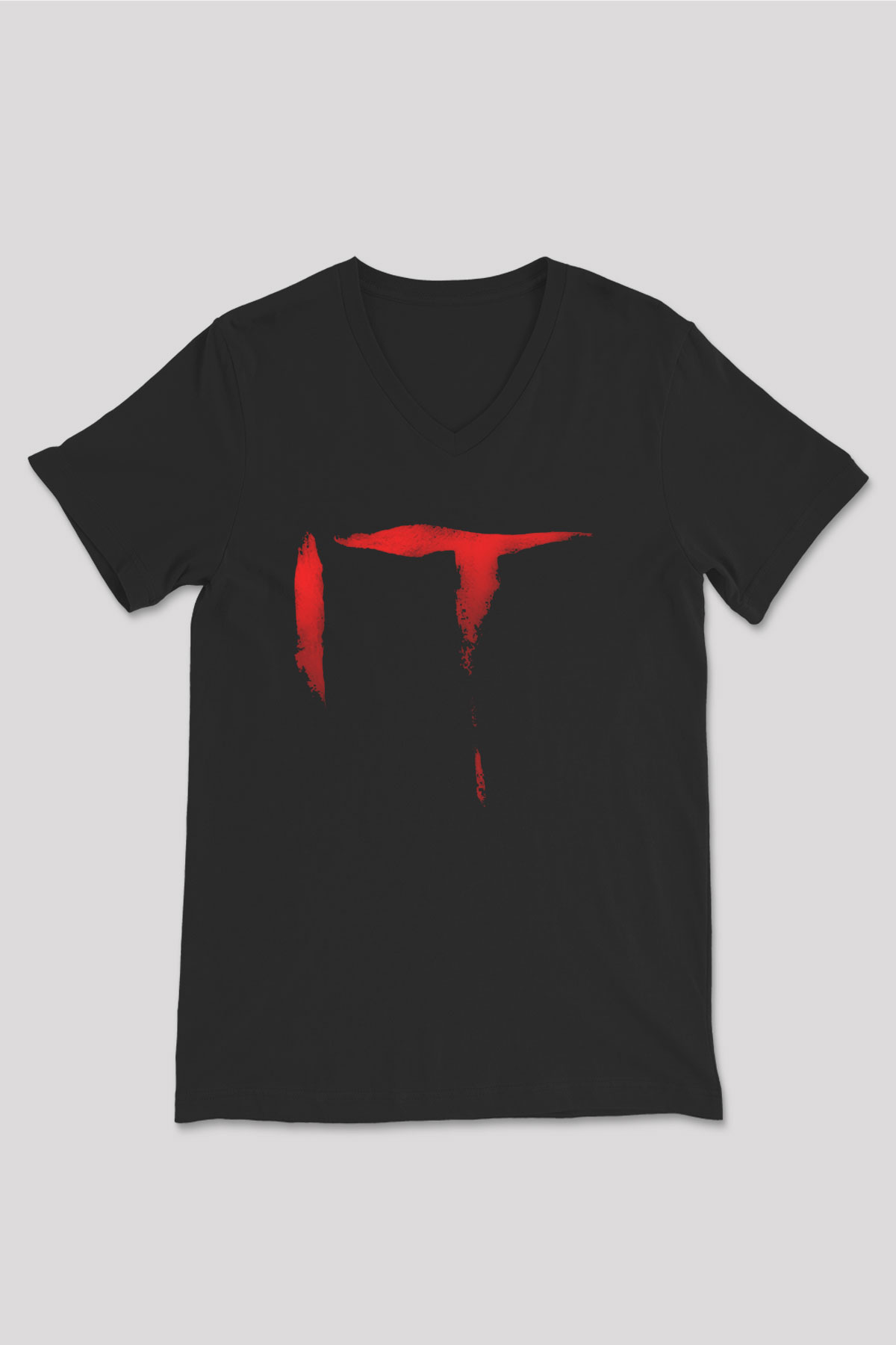 It Siyah Unisex V Yaka Tişört