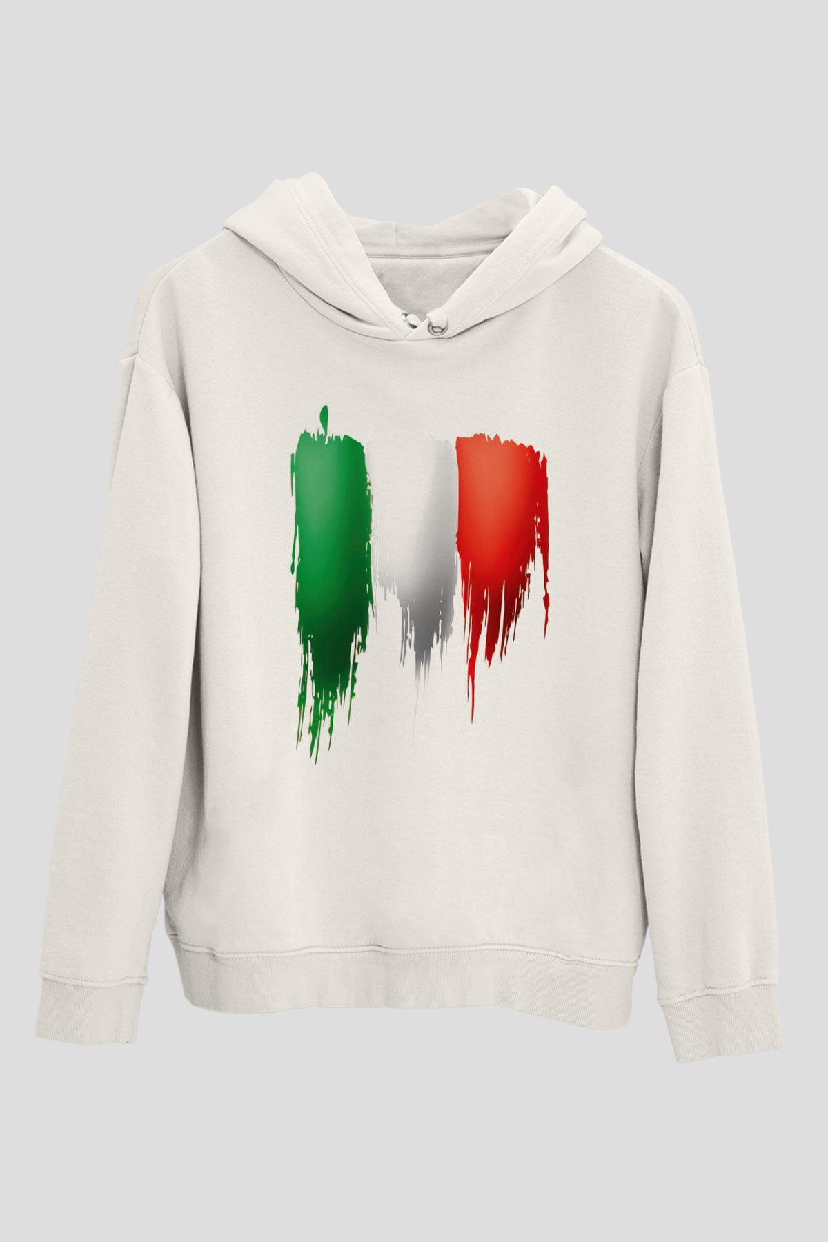 İtalya Beyaz Unisex Kapşonlu Sweatshirt