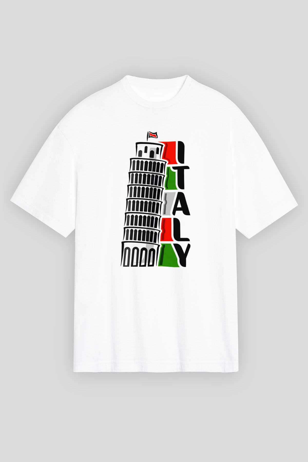 İtalya Beyaz Unisex Oversize Tişört T-Shirt
