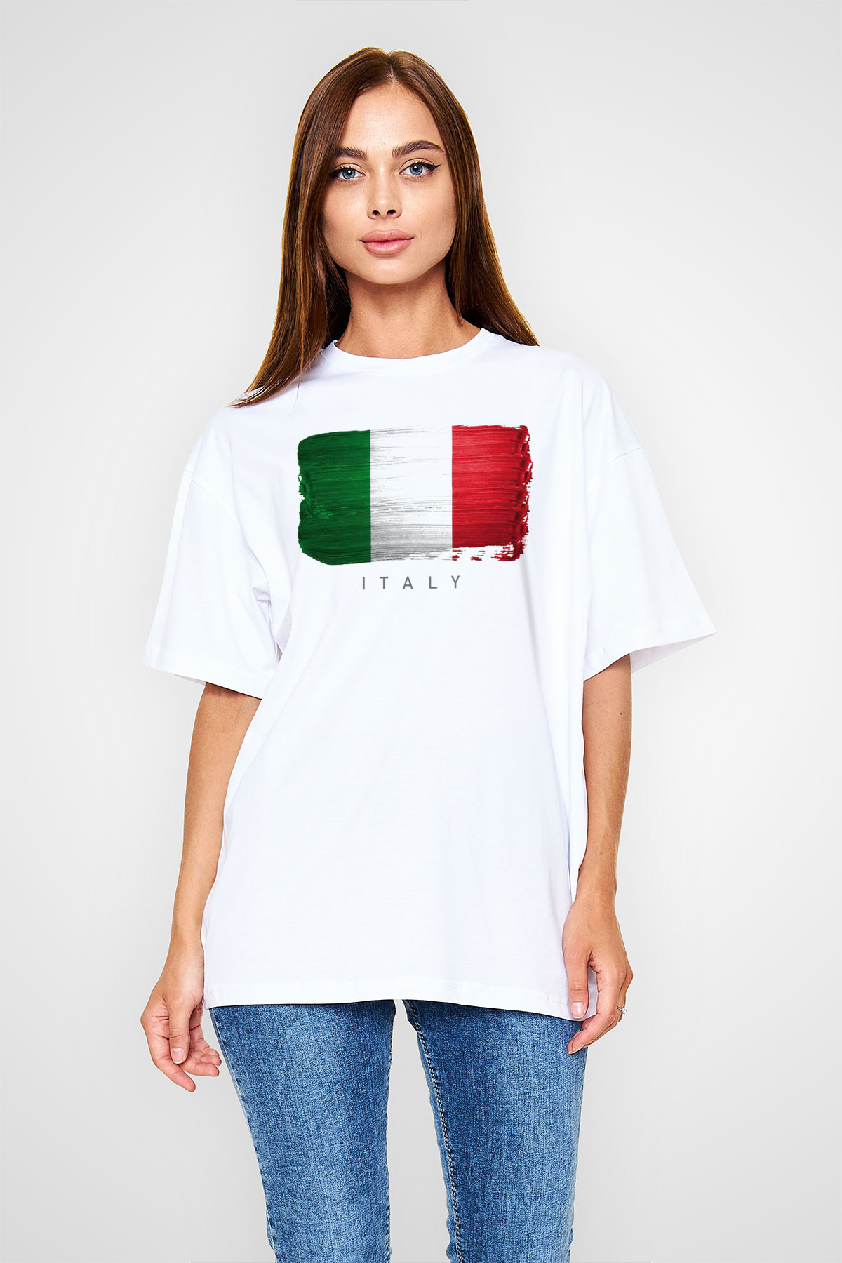 İtalya Beyaz Oversize Tişört Oversize T-shirt - TişörtFabrikası