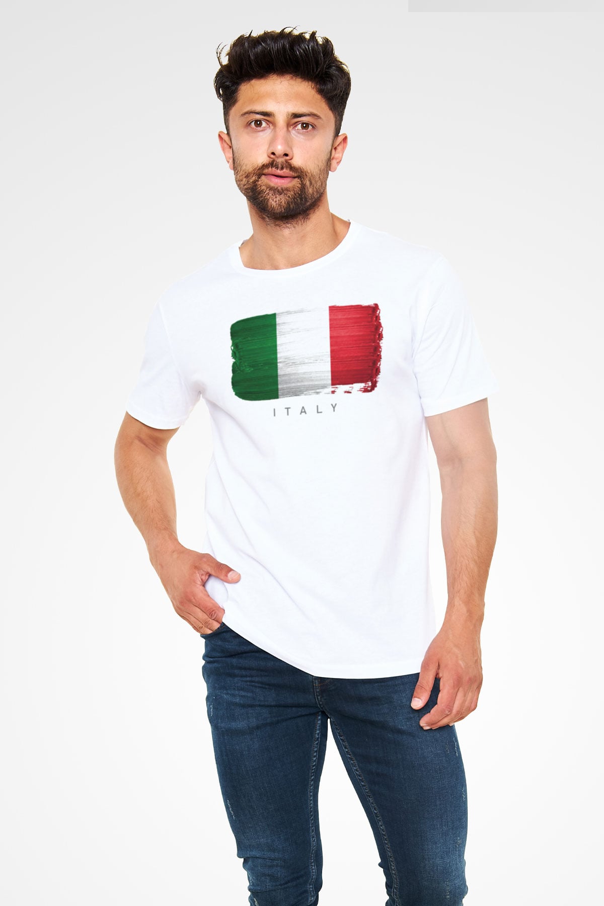 İtalya Beyaz Unisex Tişört T-Shirt - TişörtFabrikası