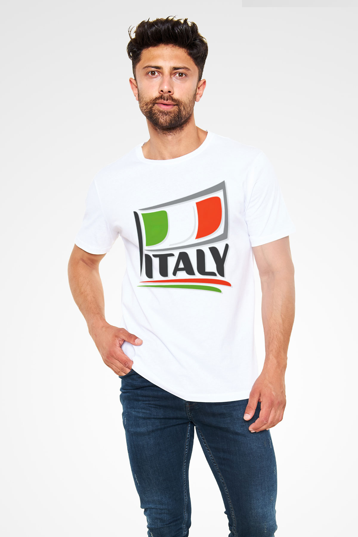 İtalya Beyaz Unisex Tişört T-Shirt - TişörtFabrikası