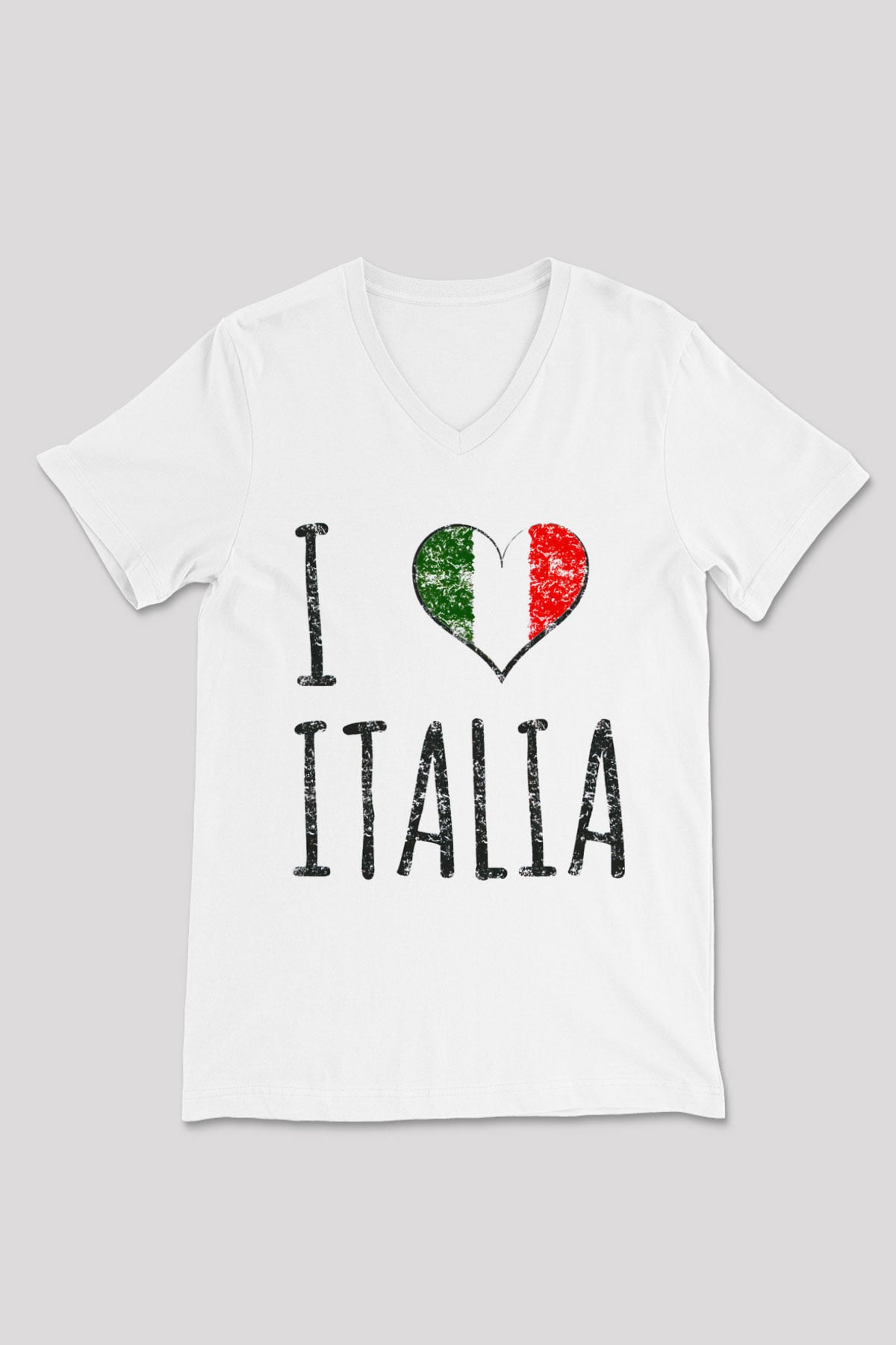 İtalya Beyaz Unisex V Yaka Tişört T-Shirt