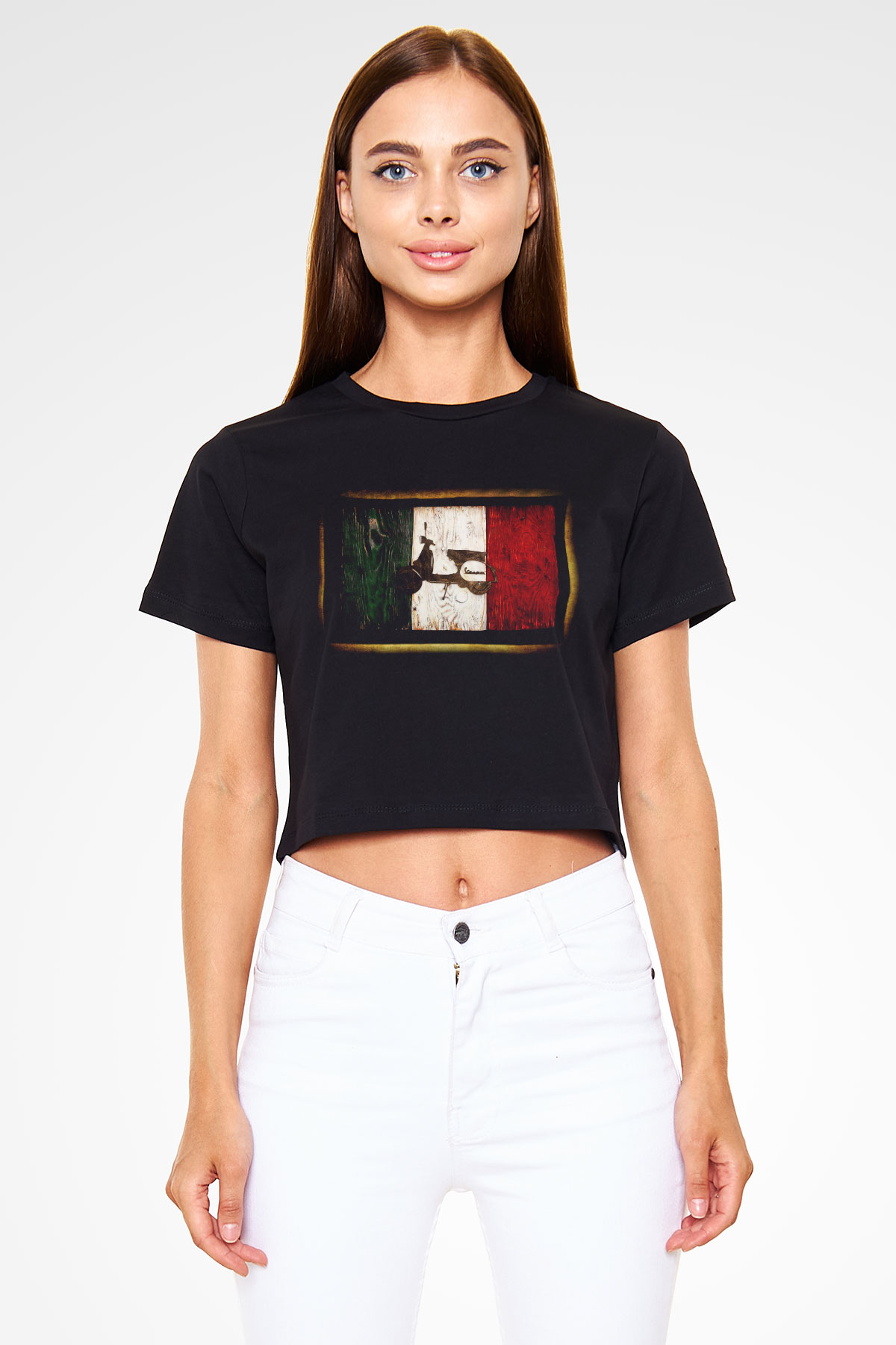 İtalya Siyah Crop Top Tişört