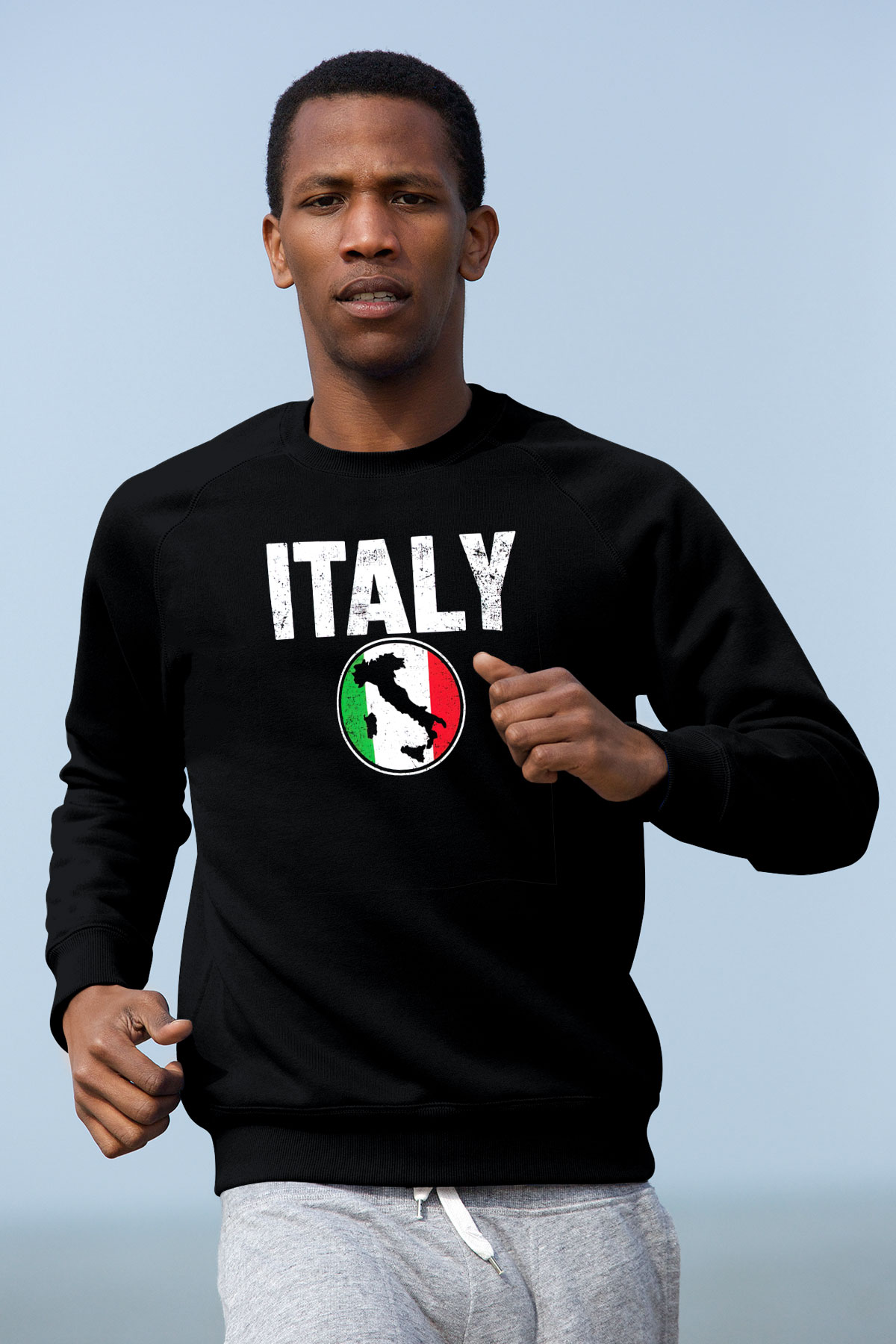 İtalya Siyah Unisex Sweatshirt