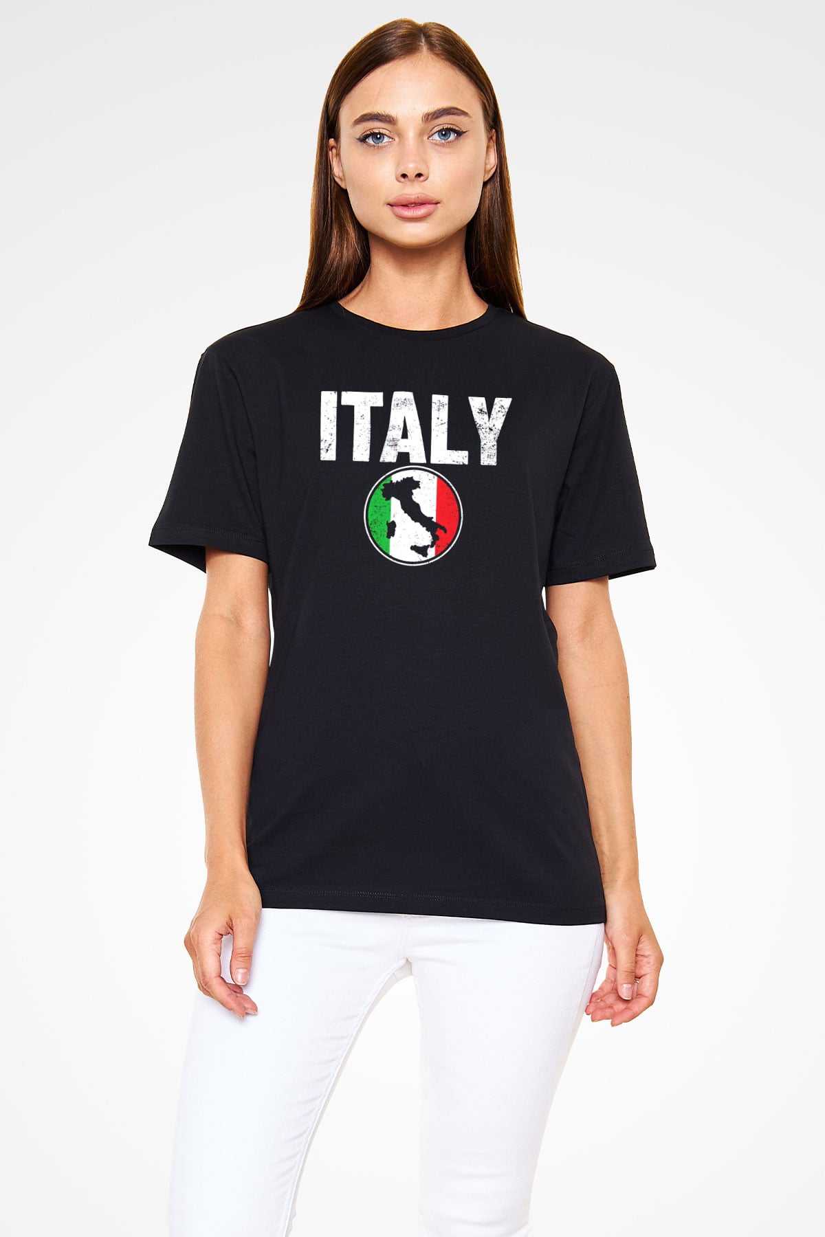 İtalya Siyah Unisex Tişört T-Shirt - TişörtFabrikası