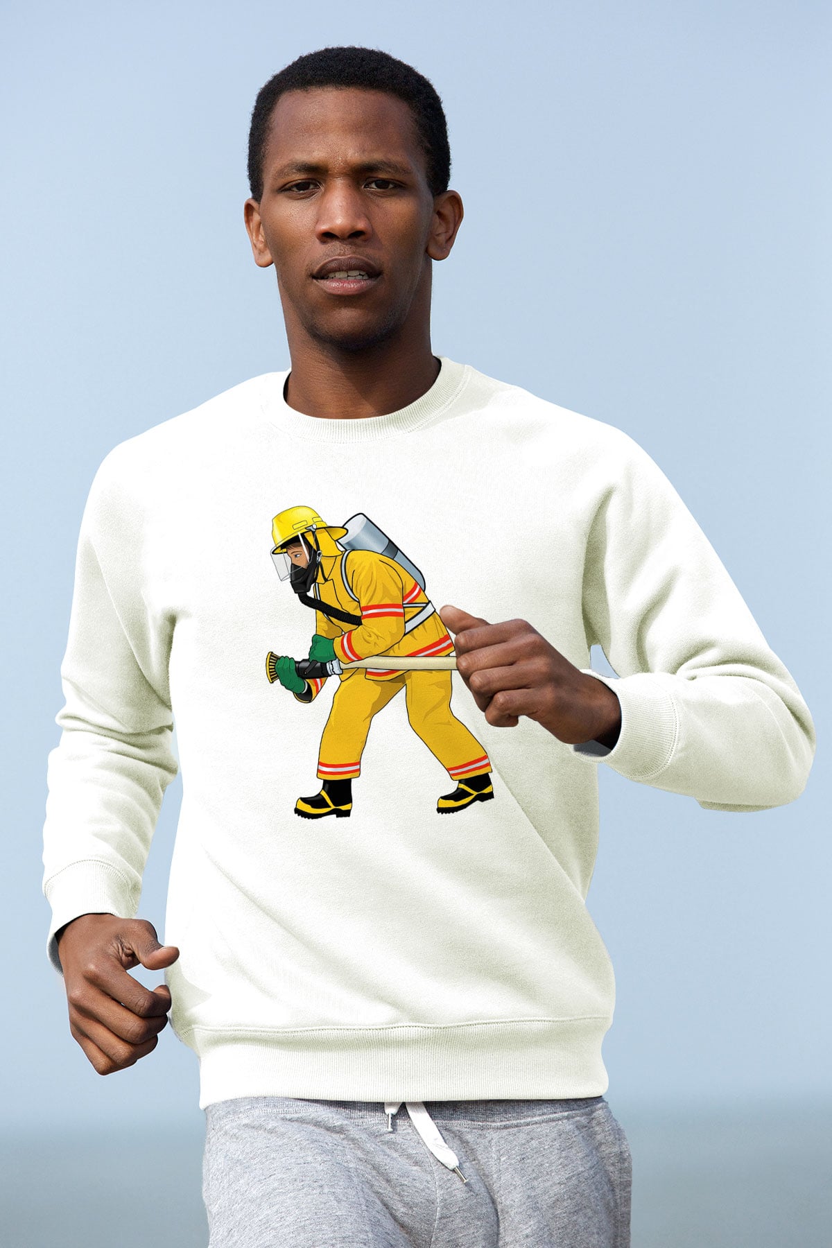 İtfaiyeci Beyaz Unisex Sweatshirt
