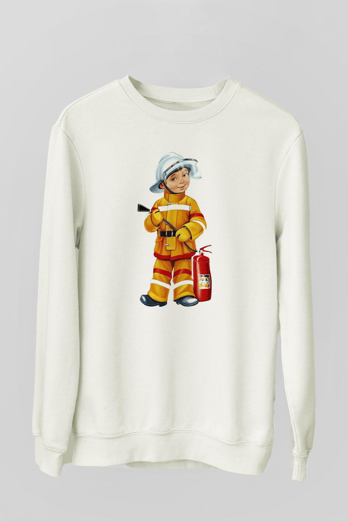 İtfaiyeci Beyaz Unisex Sweatshirt