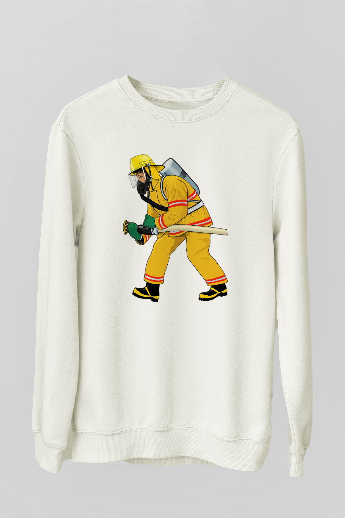 İtfaiyeci Beyaz Unisex Sweatshirt