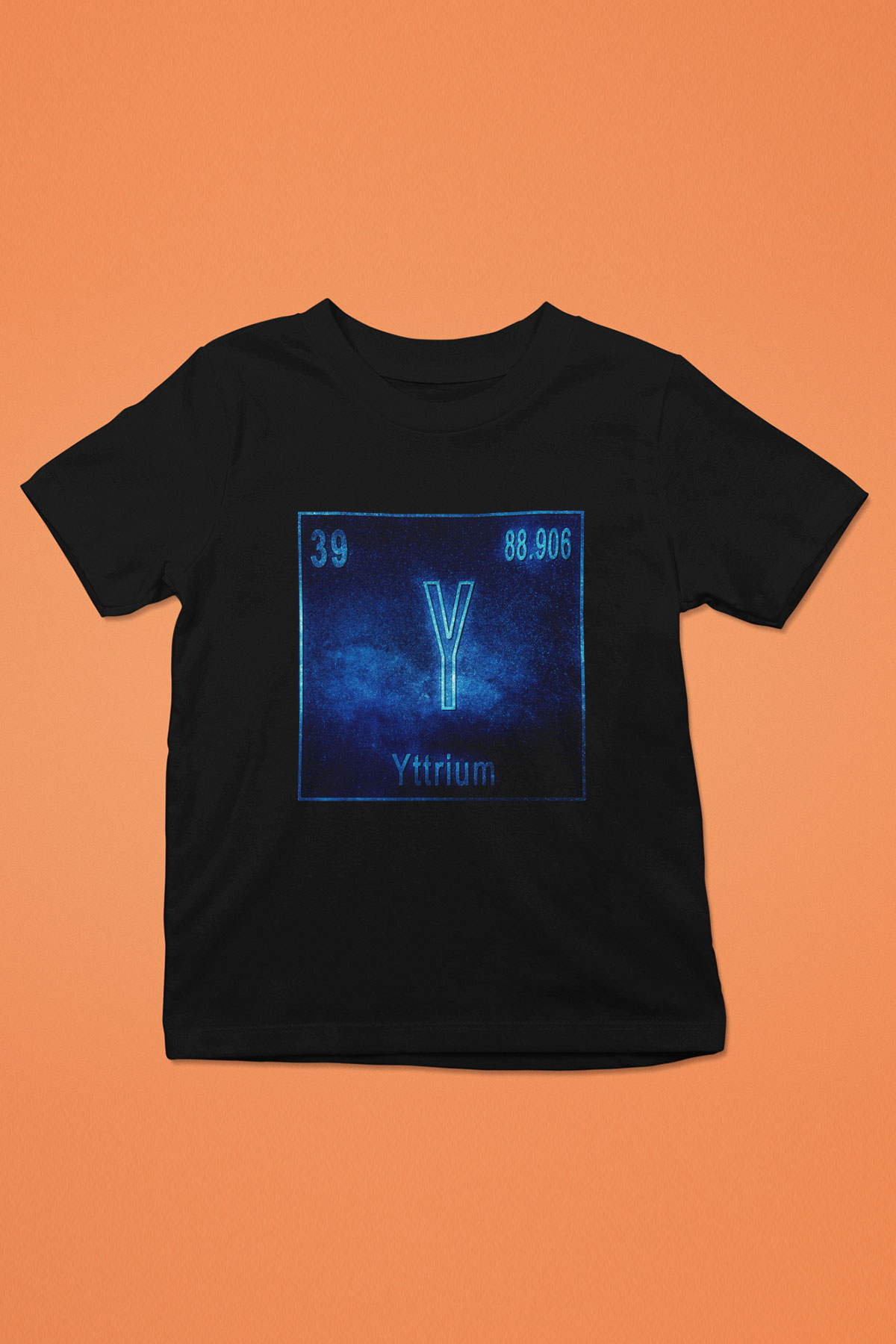 İtriyum Atom Numarası Baskılı Unisex Siyah Çocuk Tişört