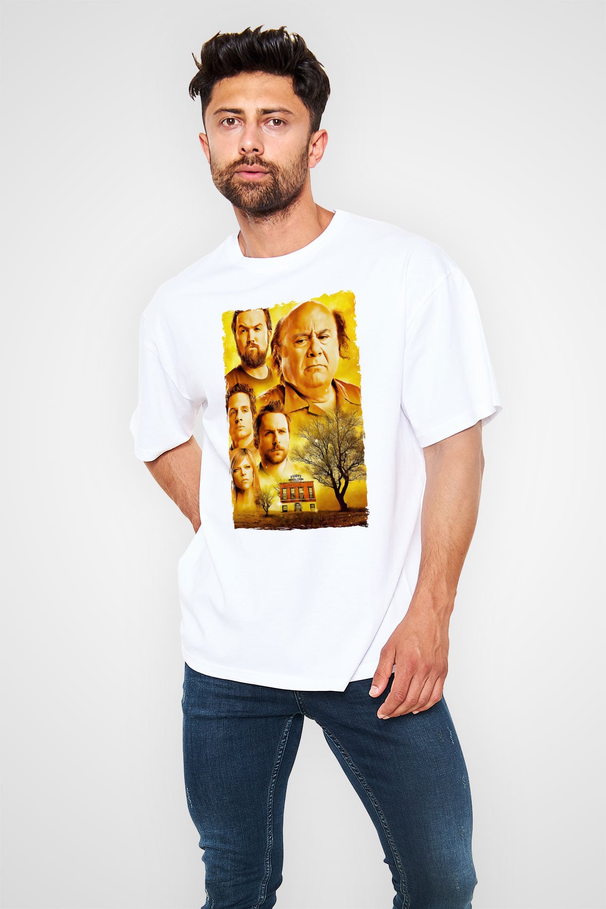 Its Always Sunny in Philadelphia Beyaz Oversize Tişört Oversize T-shirt