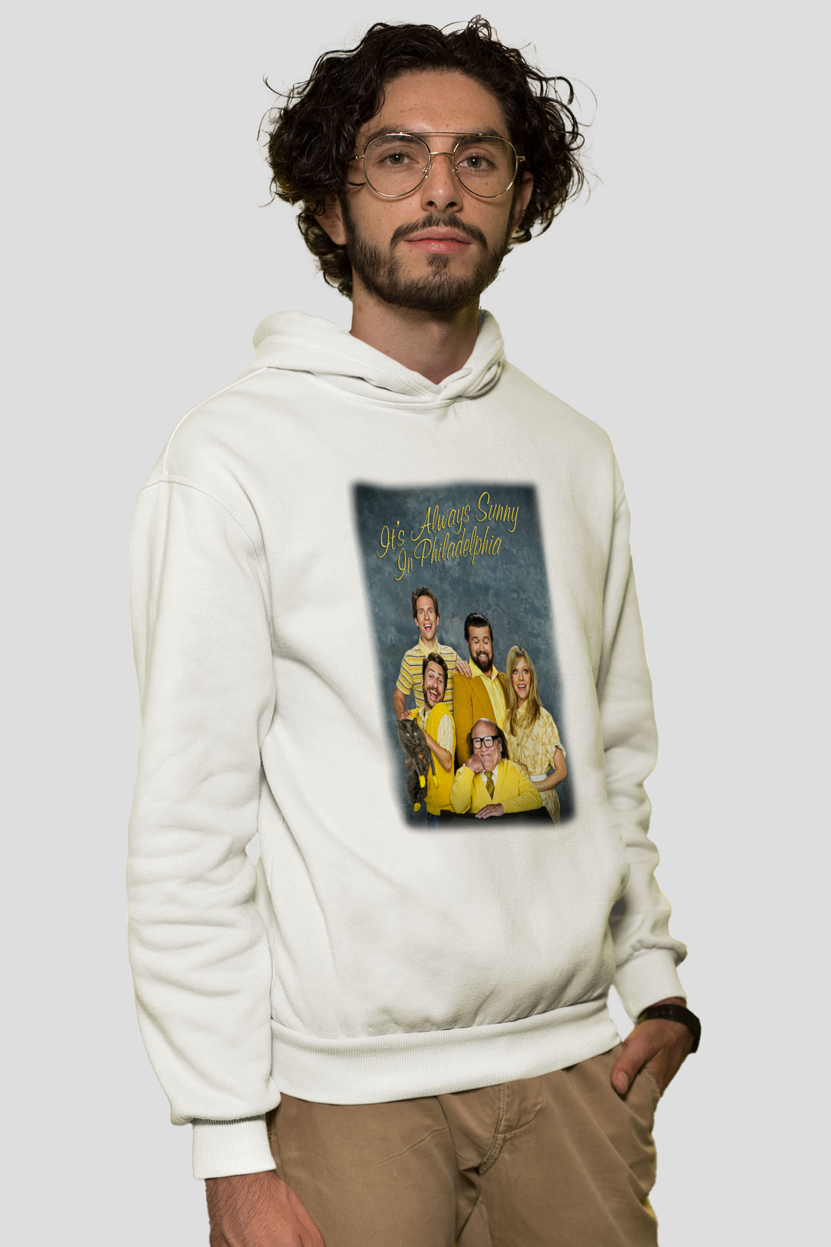 Its Always Sunny in Philadelphia Beyaz Unisex Kapşonlu Sweatshirt