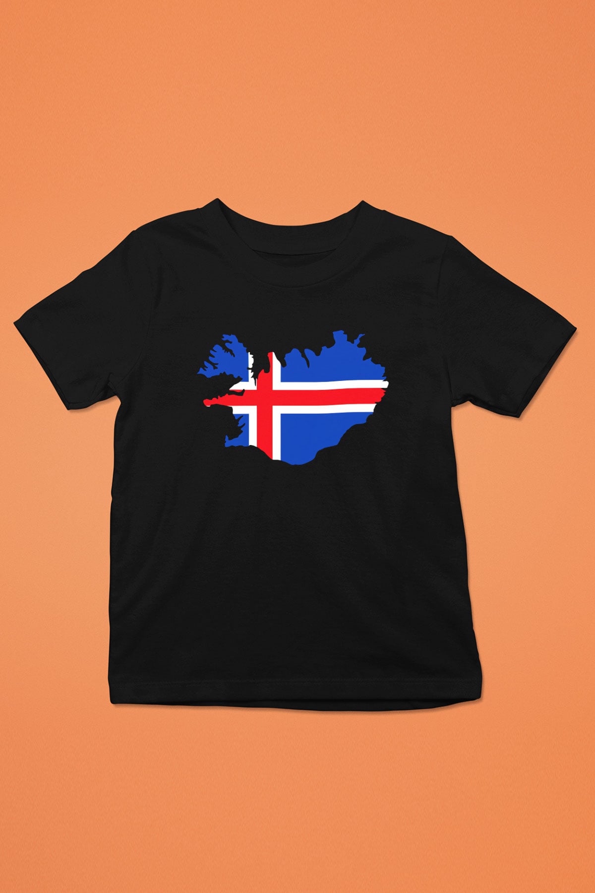 İzlanda Baskılı Siyah Unisex Çocuk Tişört