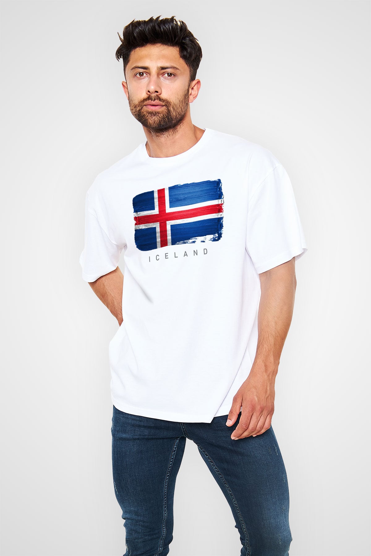İzlanda Beyaz Oversize Tişört Oversize T-shirt - TişörtFabrikası