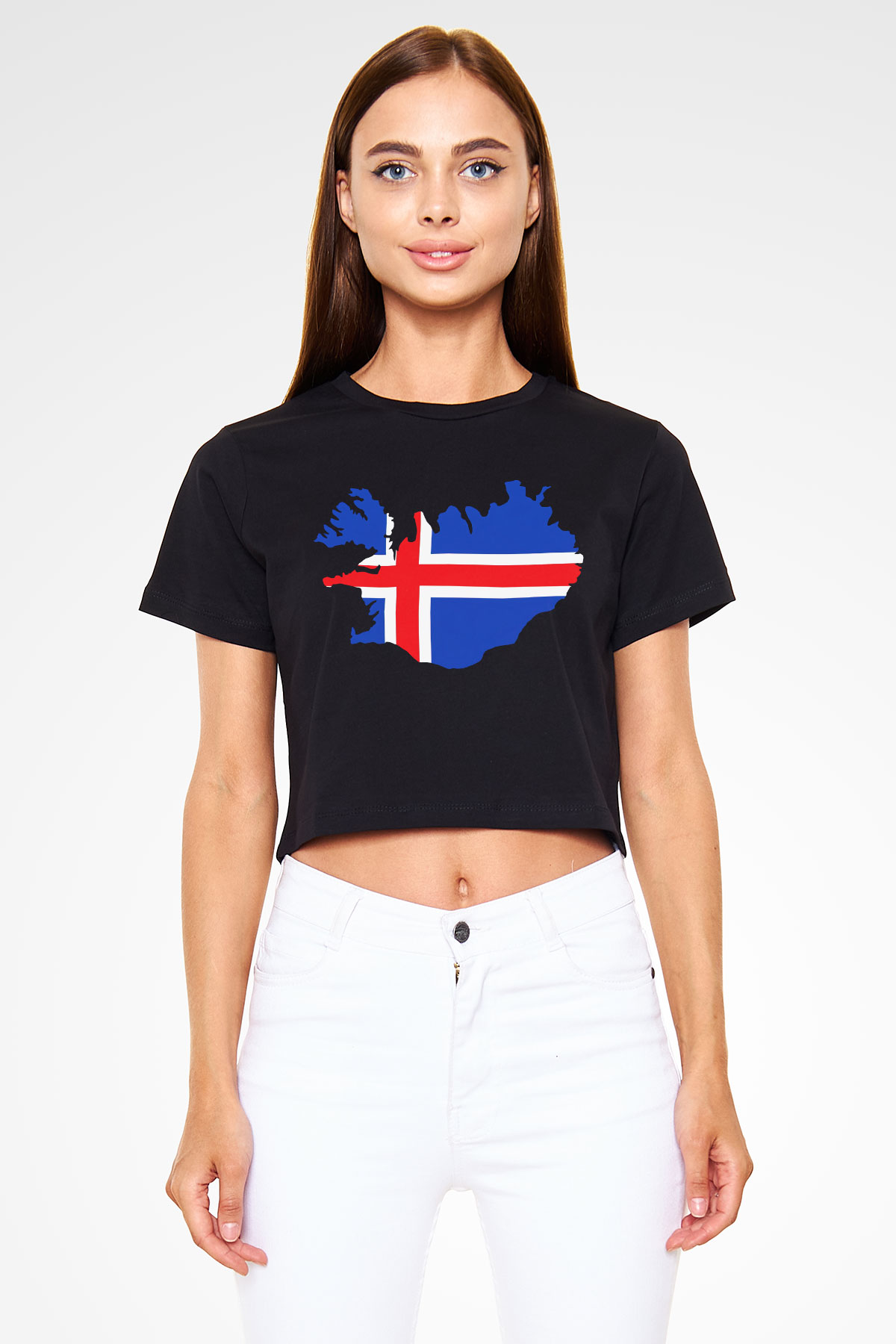 İzlanda Siyah Crop Top Tişört