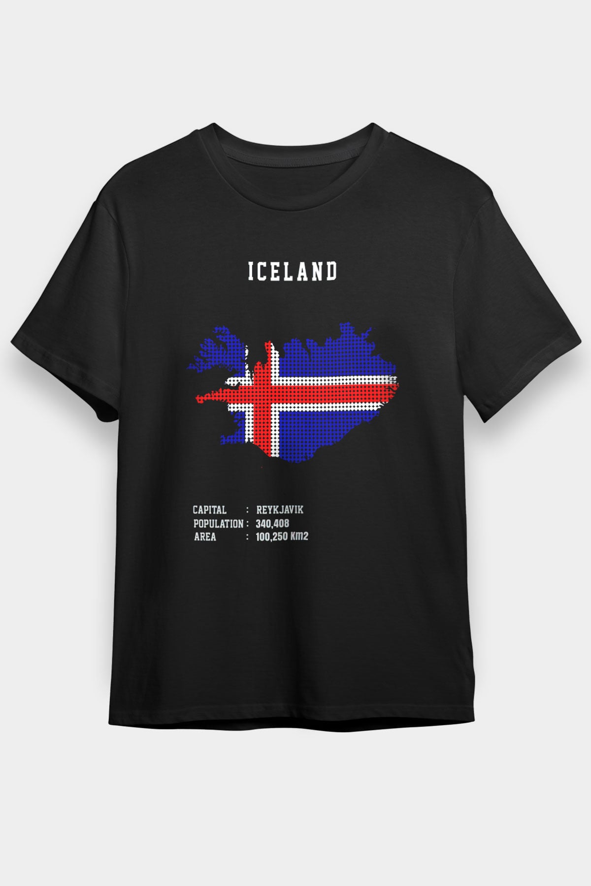 İzlanda Siyah Unisex Tişört T-Shirt - TişörtFabrikası