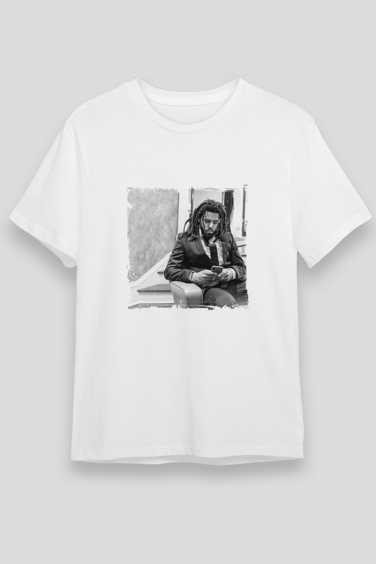 J. Cole Baskılı Unisex Beyaz Tişört
