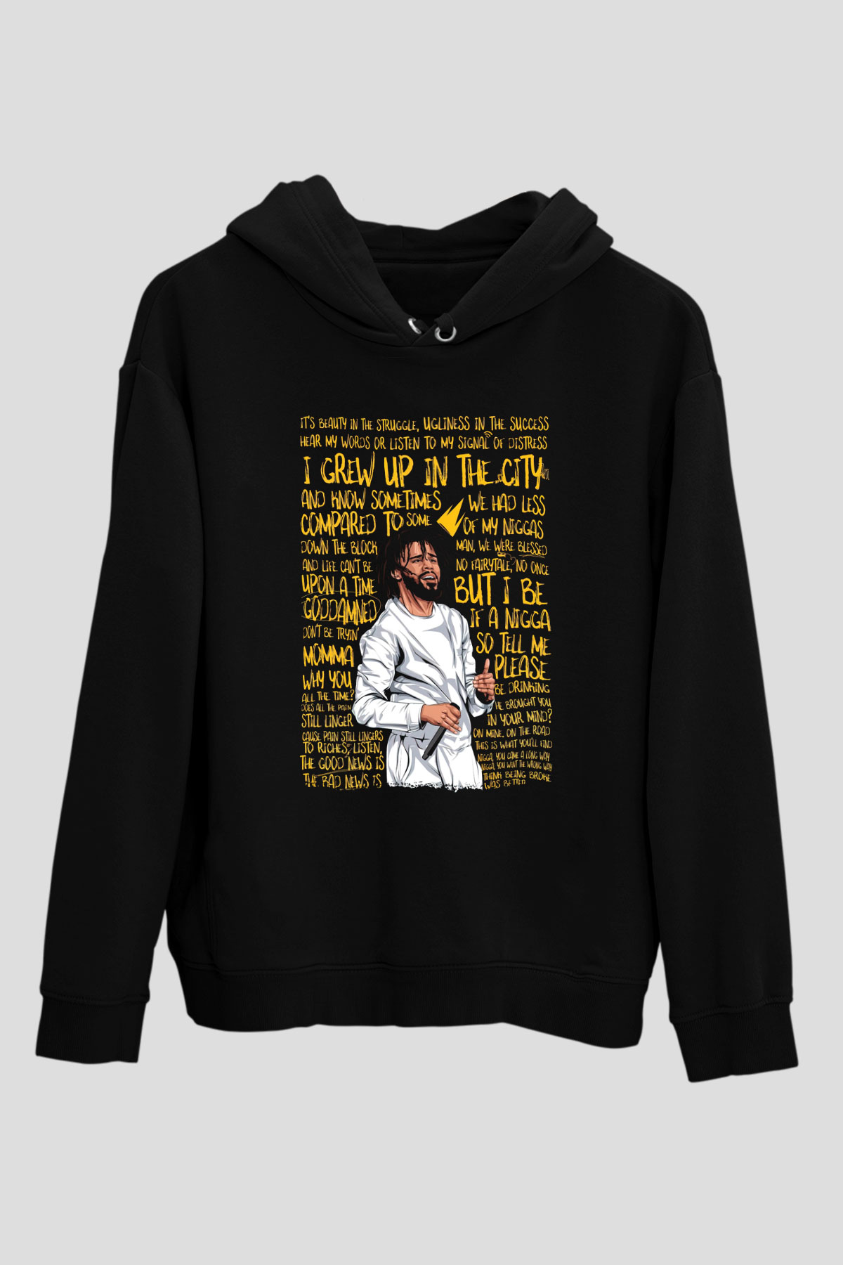 J. Cole Siyah Unisex Kapüşonlu Sweatshirt
