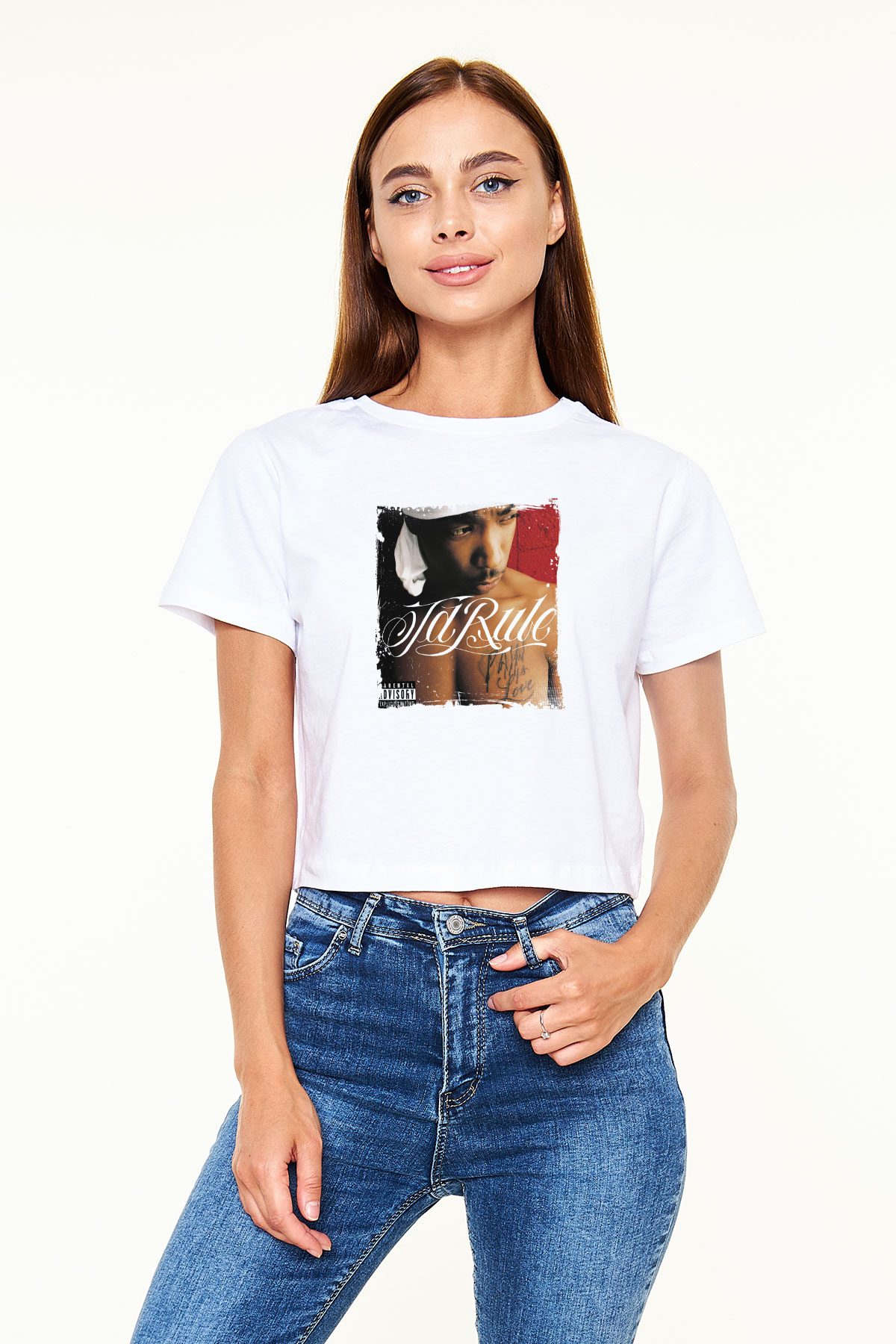 Ja Rule Baskılı Beyaz Kadın Crop Top Tişört