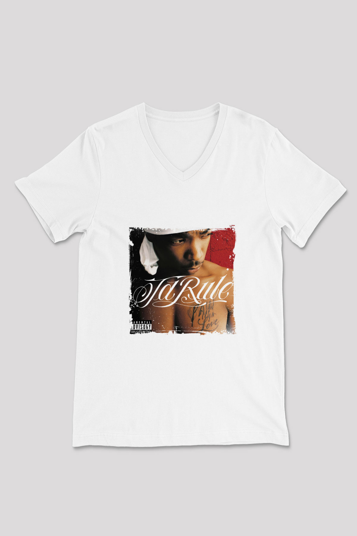 Ja Rule Baskılı Beyaz V Yaka Unisex Tişört