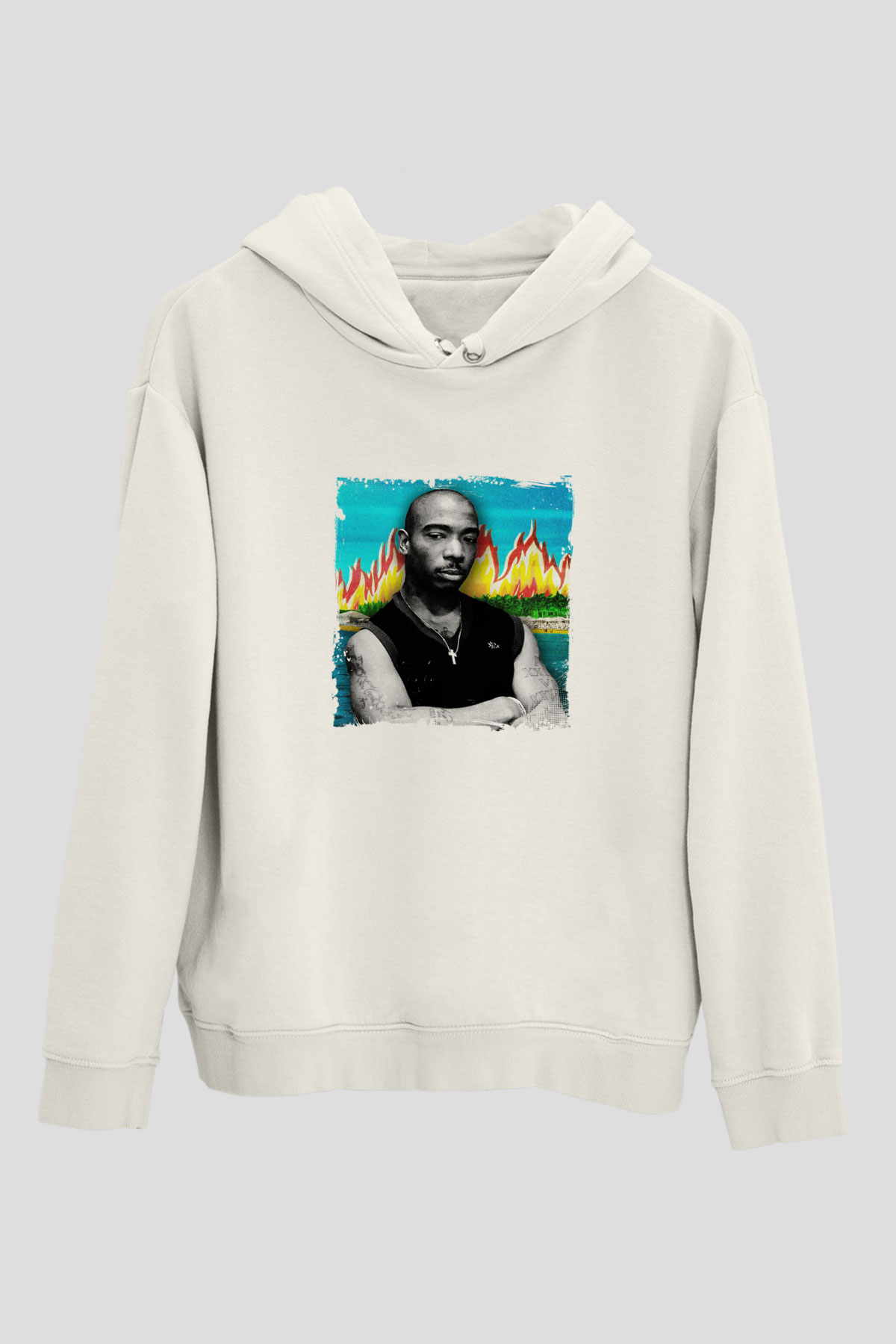 Ja Rule Baskılı Unisex Beyaz Kapüşonlu Sweatshirt