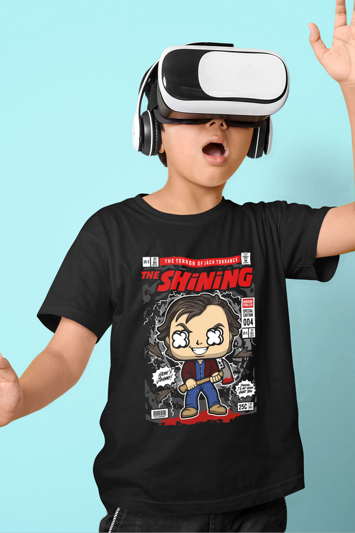 Jack Torrance Baskılı Unisex Siyah Çocuk Tişört