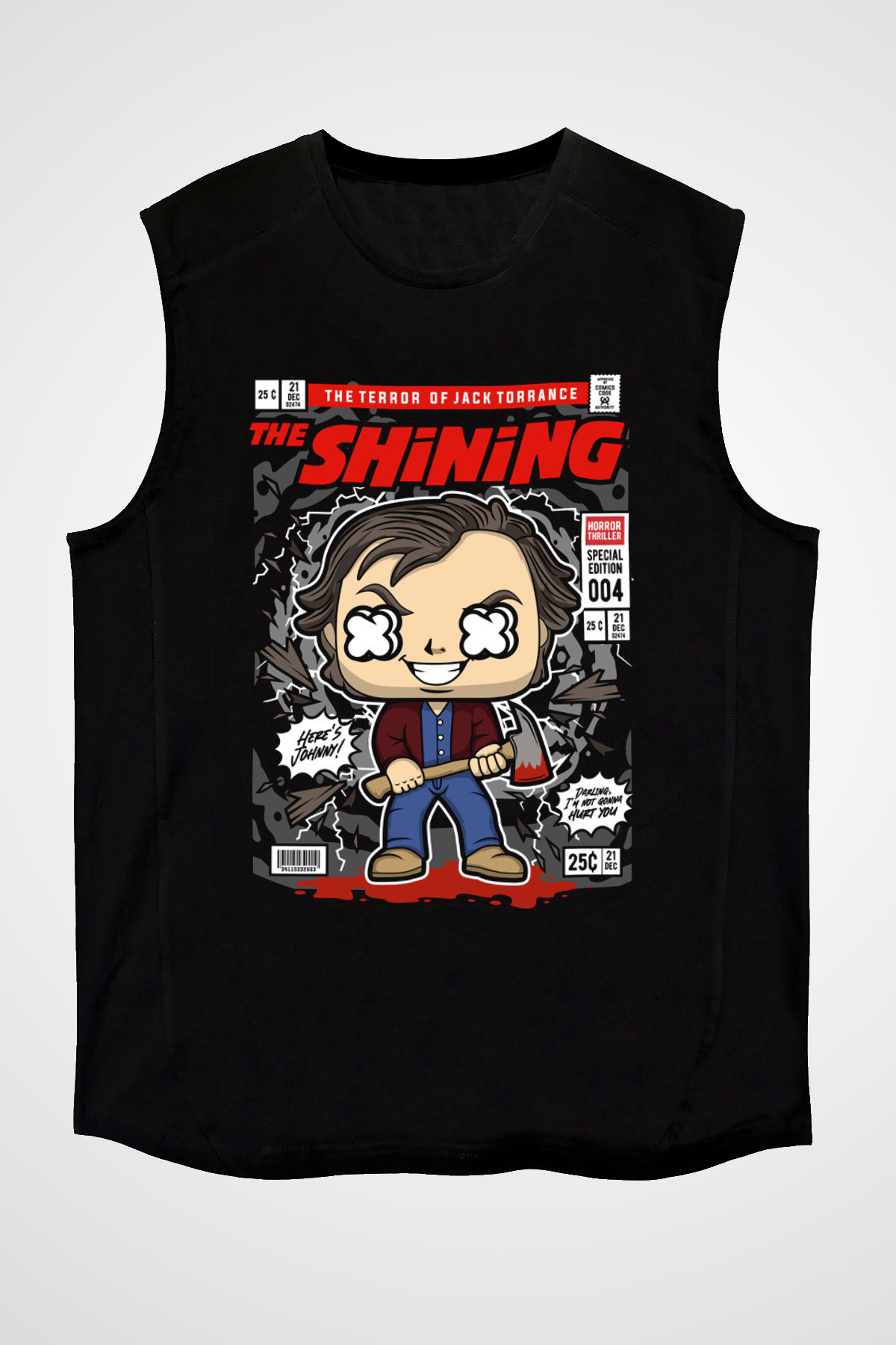 Jack Torrance Baskılı Unisex Siyah Kolsuz Tişört