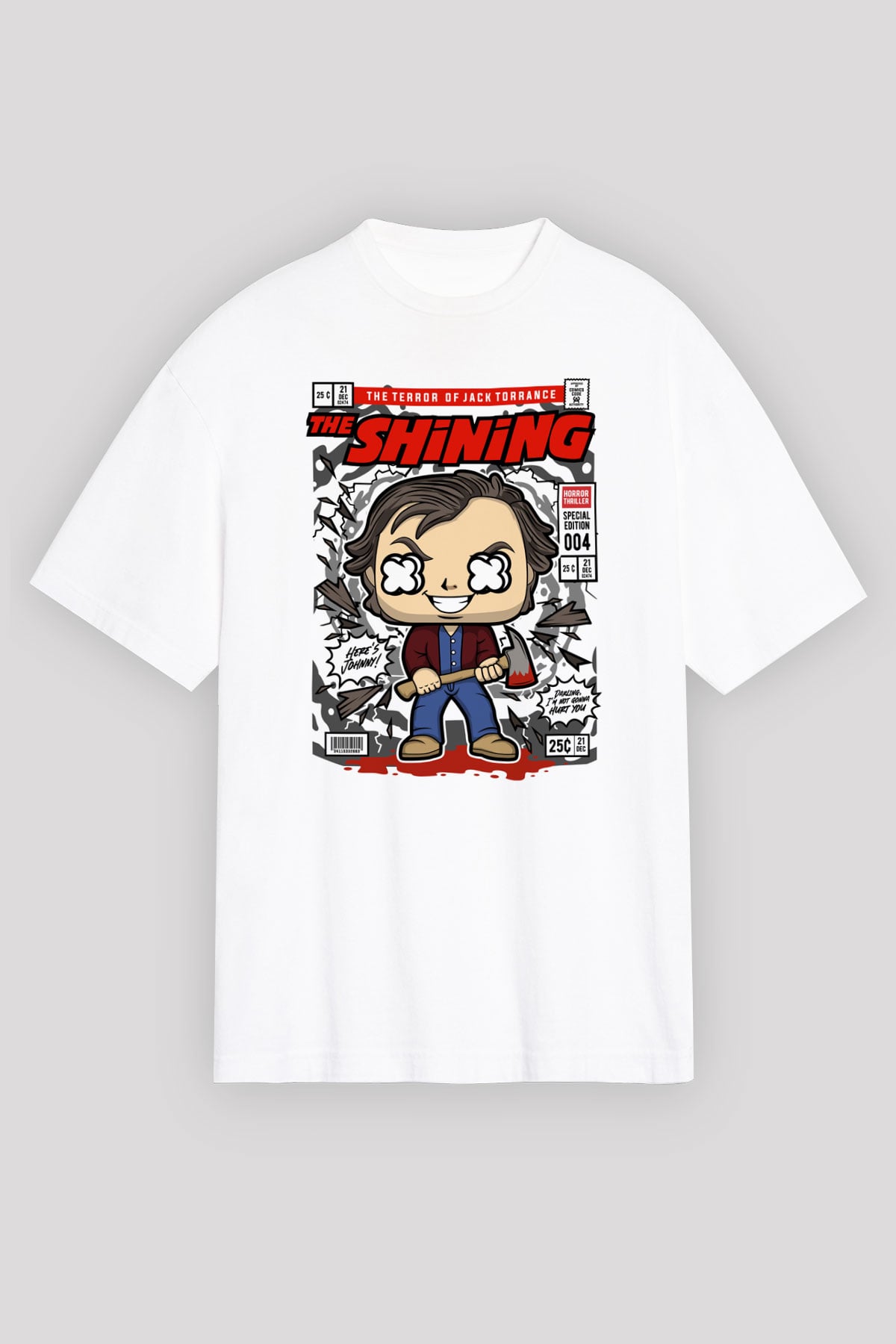 Jack Torrance The Shining Baskılı Unisex Beyaz Oversize Tişört